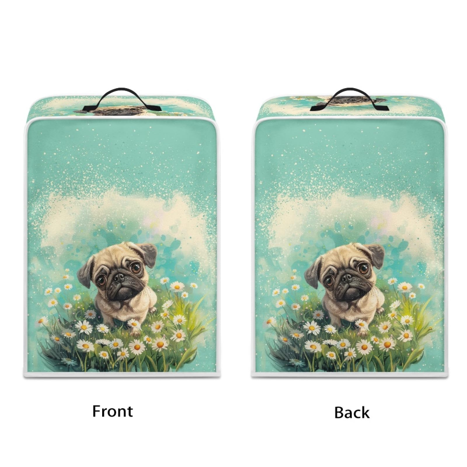 Cute Floral Pug Coffee Machine Cover - Protective Top Handle Cover for Coffee Makers, Blenders & Mixers | Perfect for Kitchen Decor & Small Appliance Protection