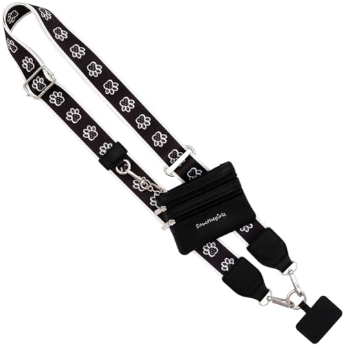 Blk & Wht Paw Tracks - Black Pouch