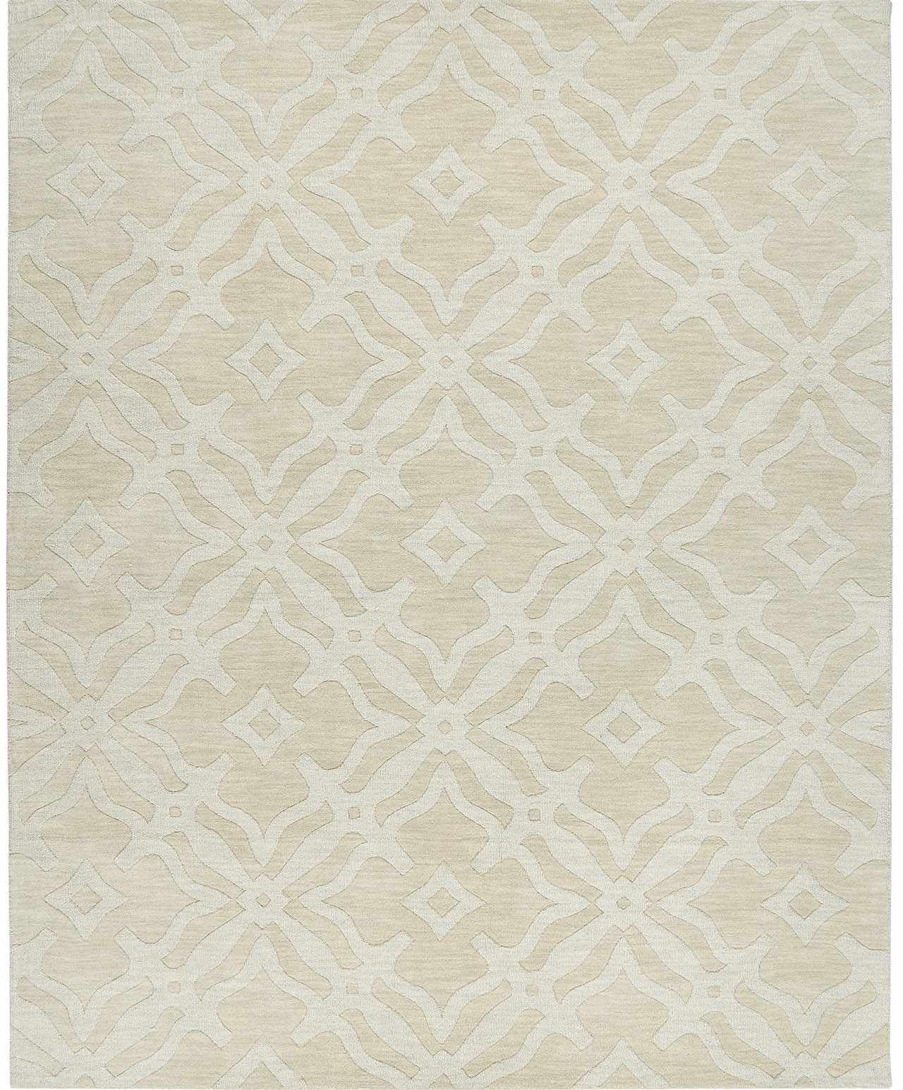 Hauteloom Fyffe Wool Area Rug - 9' x 12' Beige Solid & Border Design - Soft & Durable for Living Room, Bedroom, Office - Perfect for Home Decor, Cozy Spaces & High Traffic Areas