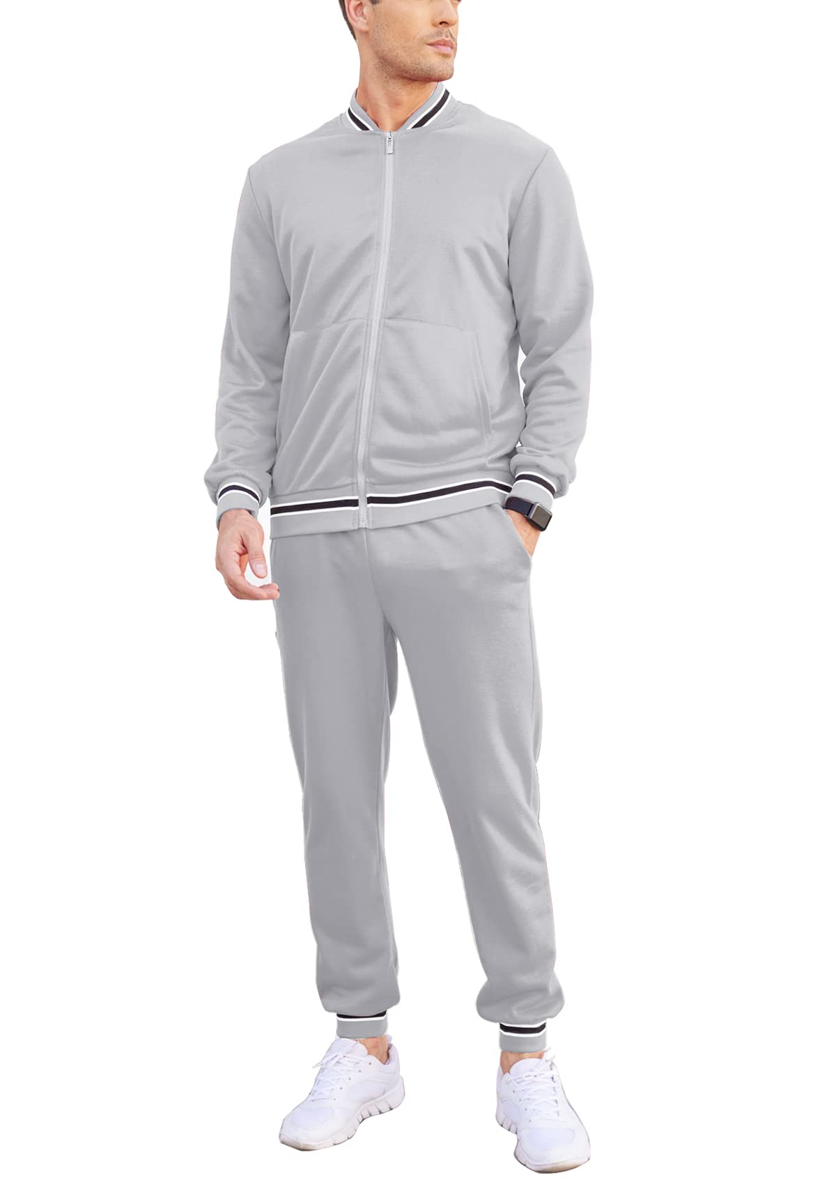 COOFANDY Men's 2 Piece Tracksuit Set - Zip Up Hoodie & Jogger Pants with Pockets, Casual Athletic Sweatsuit for Running, Gym, Workout & Lounge Wear