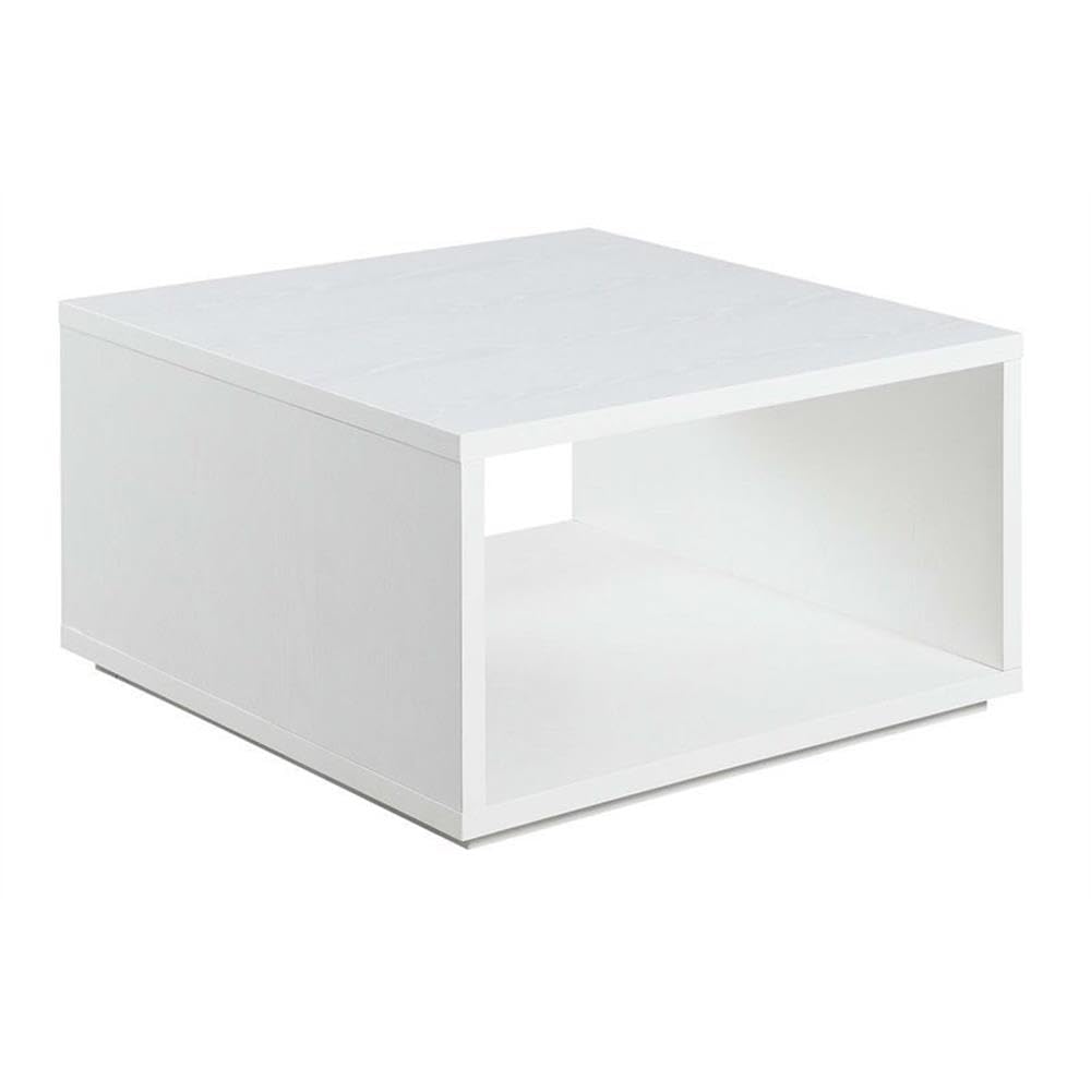 Pemberly Row White Wood Square Coffee Table - Modern Living Room Furniture for Small Spaces & Home Decor