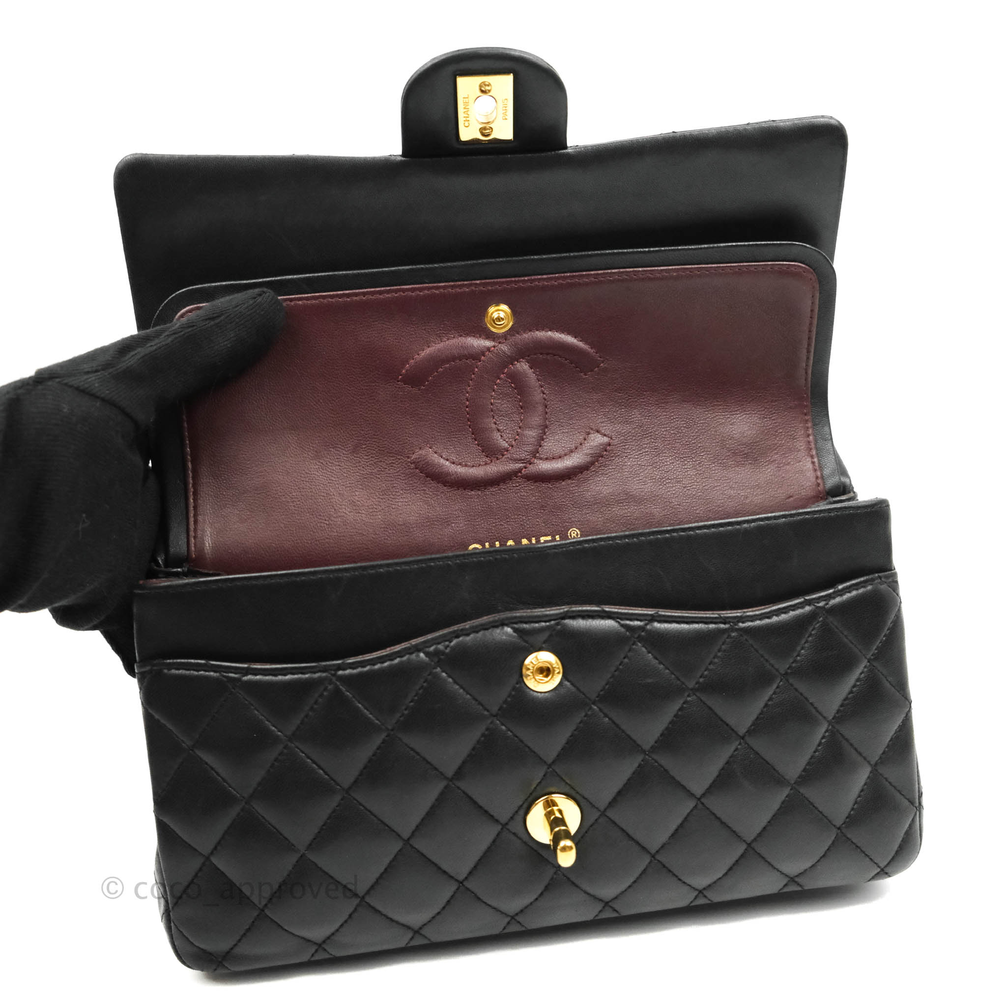 Chanel Classic M/L Medium Double Flap Bag - Black Lambskin Leather with Gold Hardware | Luxury Designer Handbag for Women, Perfect for Work, Evening Events & Special Occasions