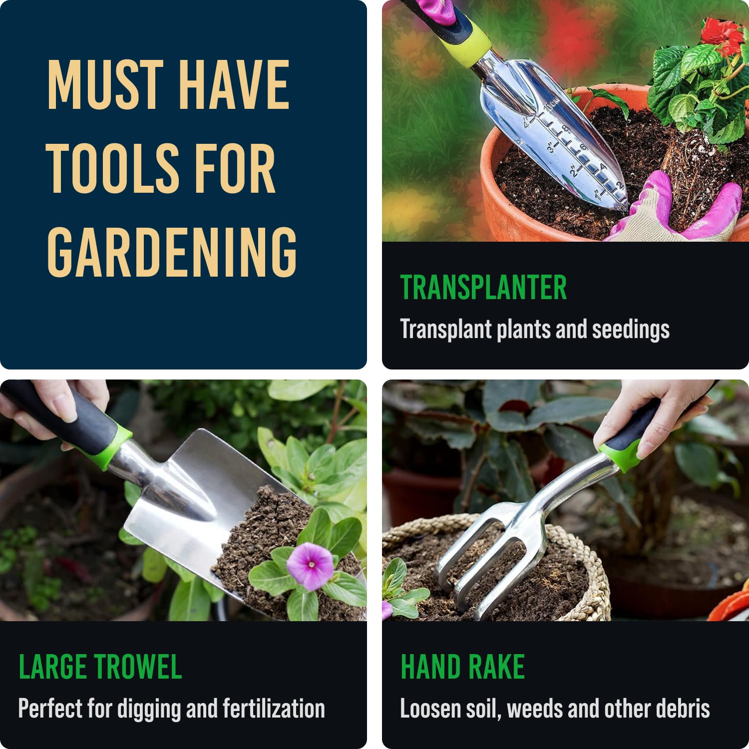 GROWIT Heavy Duty 22-Piece Gardening Tool Set - Ergonomic & Durable Garden Tools for Women, Men & Mom - Perfect for Planting, Weeding & Landscaping