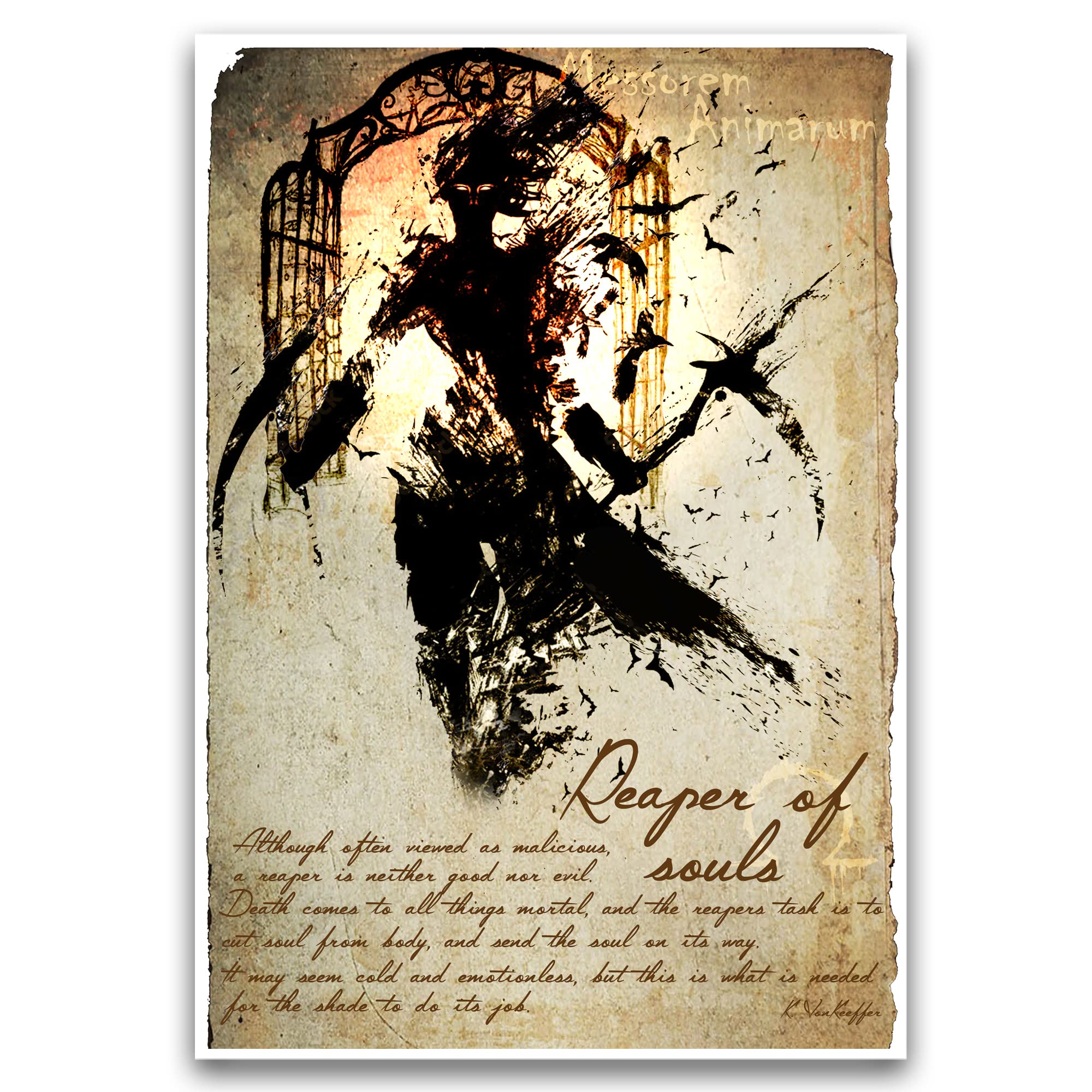 Reaper of Souls Dark Fantasy Art Print - Diablo Style Horror Themed Wall Decor for Gamers & Gothic Home Decor