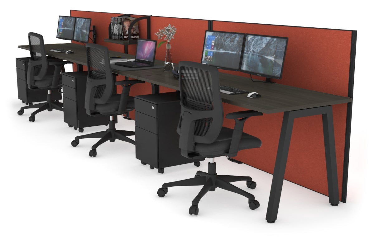 Horizon Quadro 3-Person Office Workstation - 1800L x 700W Large Desk for Collaborative Workspaces, Team Meetings & Office Productivity