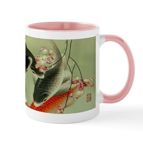 White/Pink Inside - Zen Japanese Koi Fish Mugs