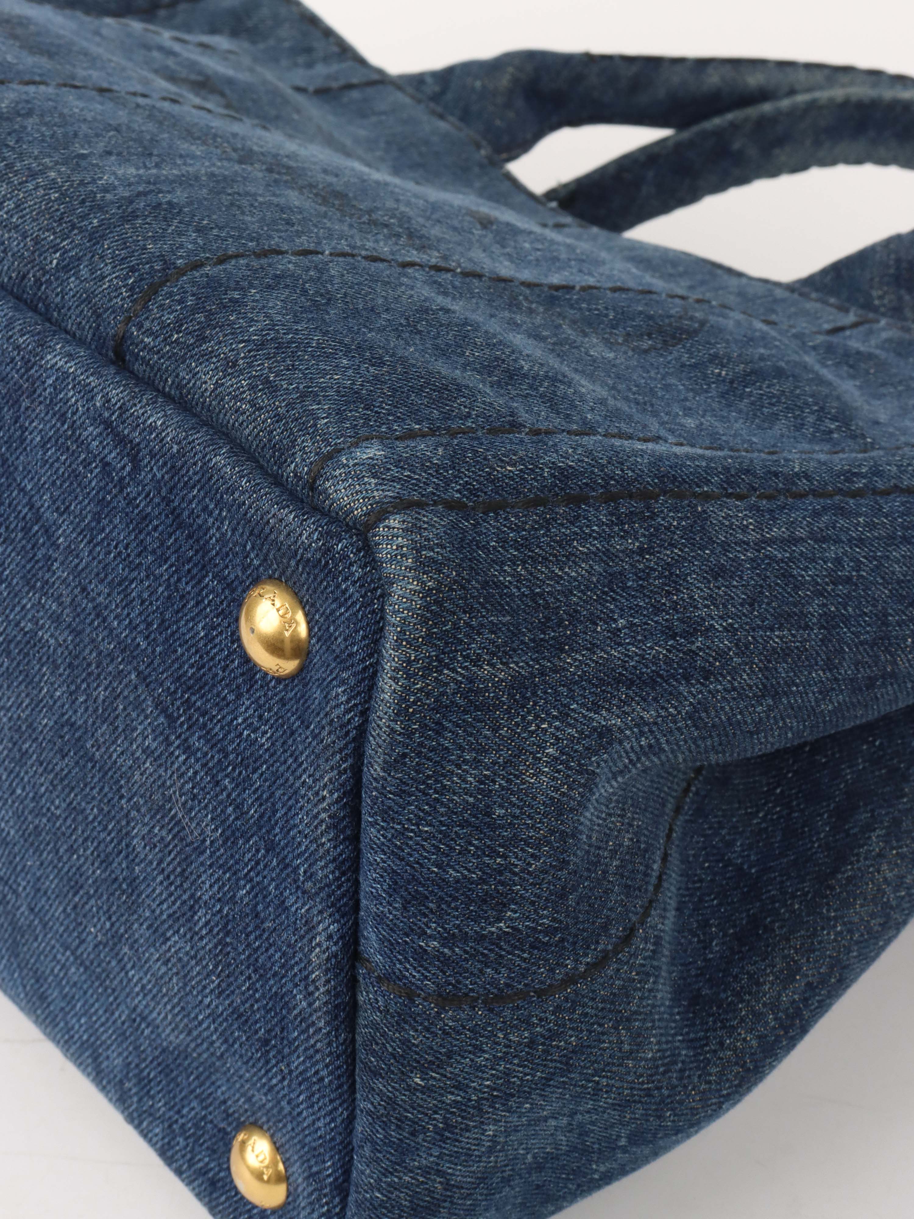 Prada Small Canapa Denim Tote Bag - Stylish Designer Handbag for Women | Perfect for Work, Travel & Everyday Use
