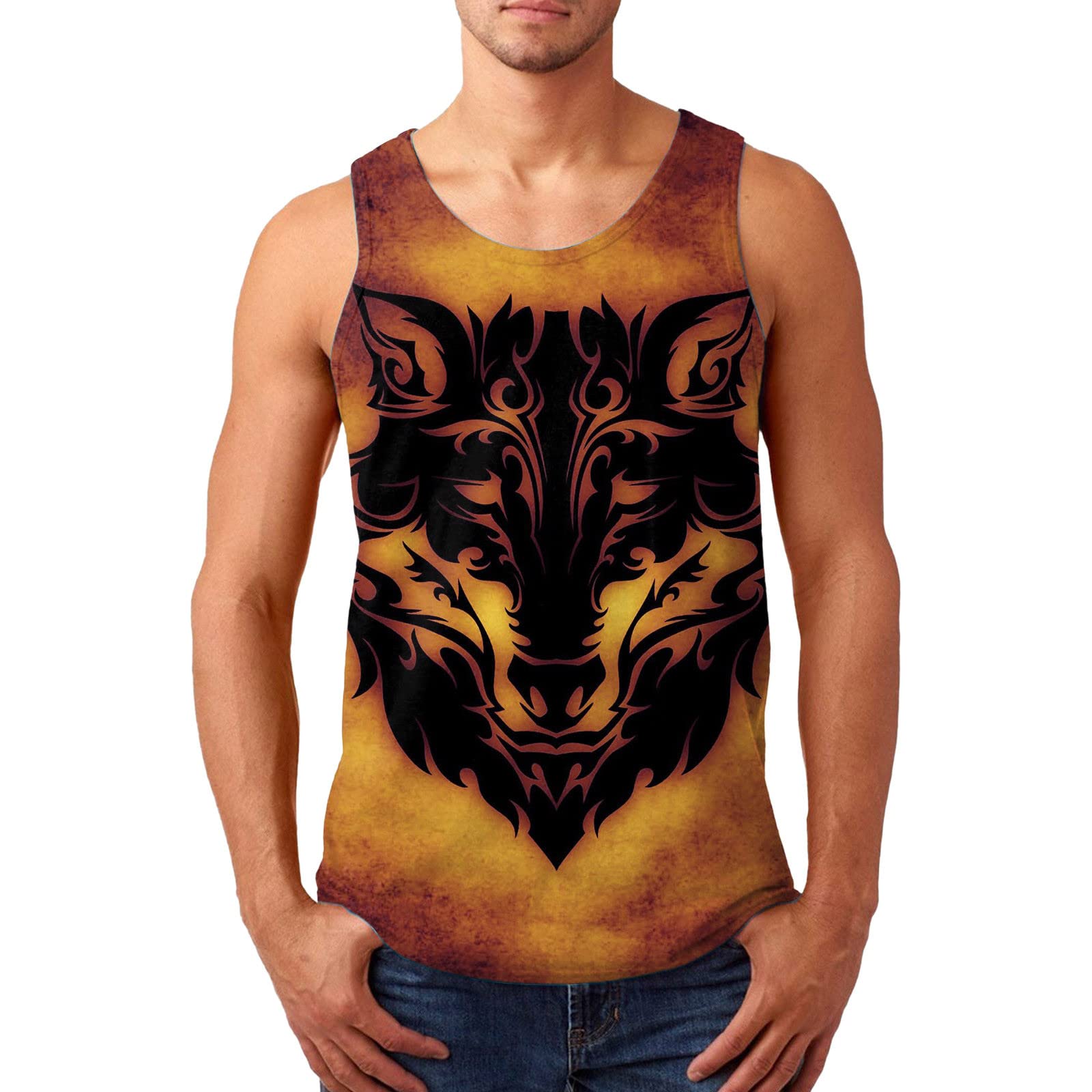 Trendy Printed Men's Tank Top - Relaxed Fit Sleeveless Shirt for Summer, Gym & Casual Wear | White