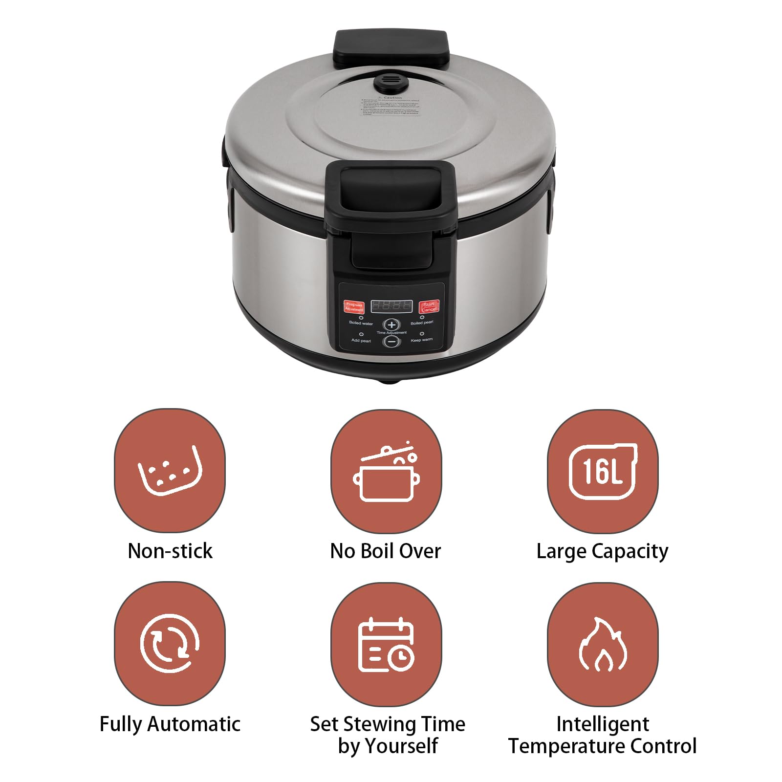 Commercial Tapioca Boba Maker Pearl Cooker - 16L Automatic Non-Stick Bubble Tea Machine with Touchscreen, Perfect for Boba Tea, Sago Pearl, Milk Tea - Ideal for Bubble Tea Shops, Cafes & Home Use