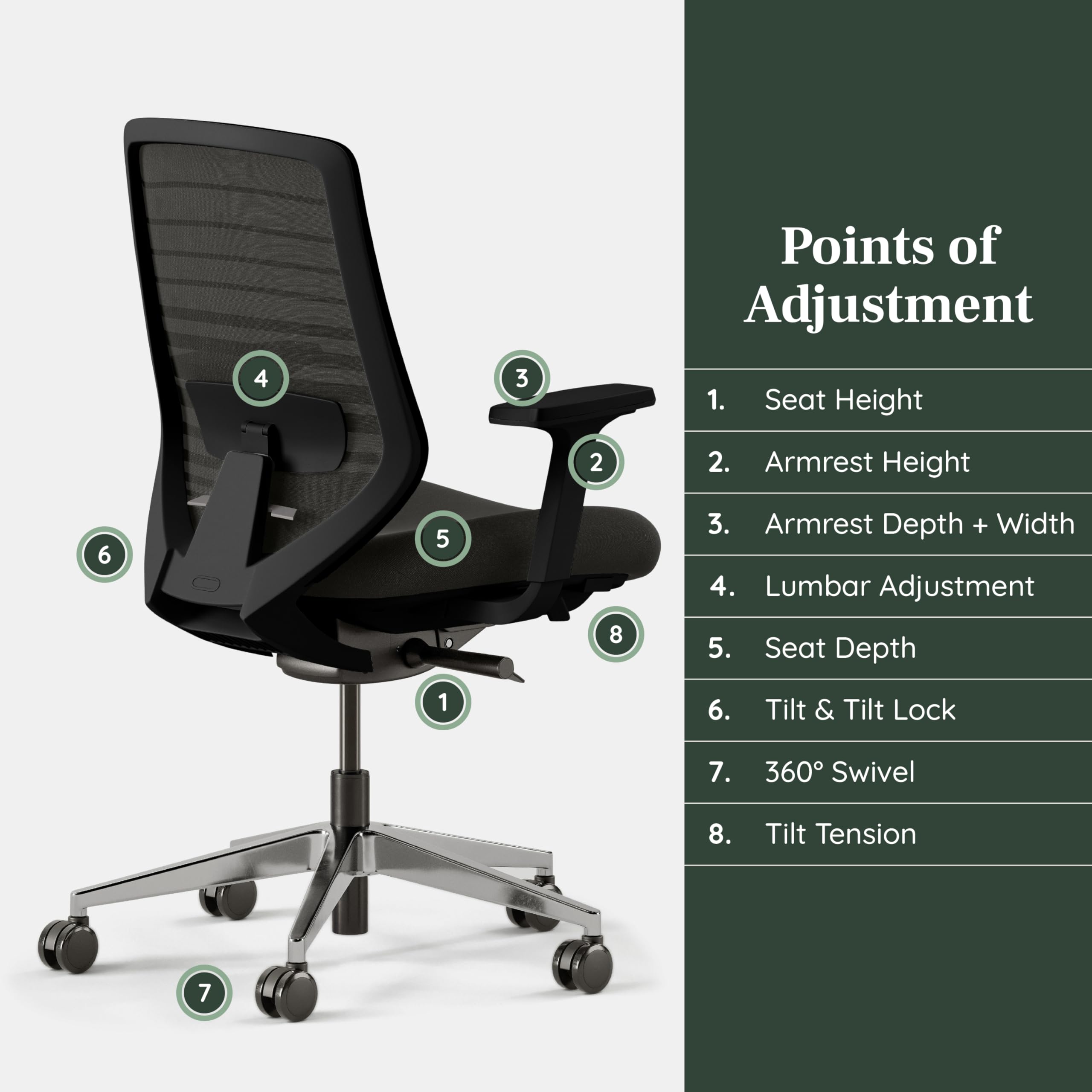 Ergonomic Office Chair with Adjustable Lumbar Support - Breathable Mesh Back Desk Chair with Smooth Rolling Wheels for Home & Office - All Black - Perfect for Long Work Hours, Gaming, and Study Sessions
