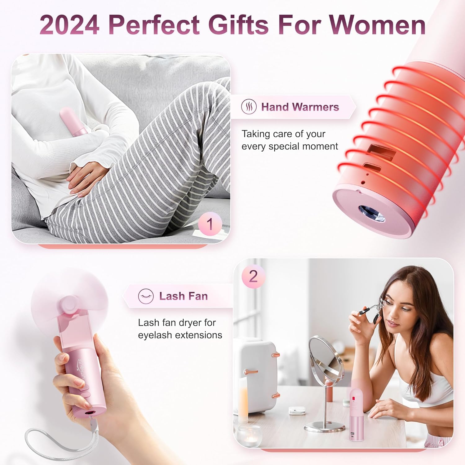 Portable 4-in-1 Rechargeable USB Mini Fan - Handheld Personal Desk Fan with Power Bank, Hand Warmer & Flashlight for Travel, Camping, Office, Home & Outdoor Activities
