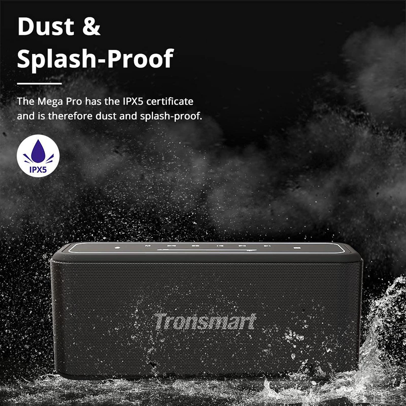 Tronsmart Mega Pro Wireless Bluetooth Speaker - Portable Outdoor Speaker with 50W HD Sound, IPX6 Waterproof, 30H Playtime for Camping, Beach, Pool Parties & Home Use