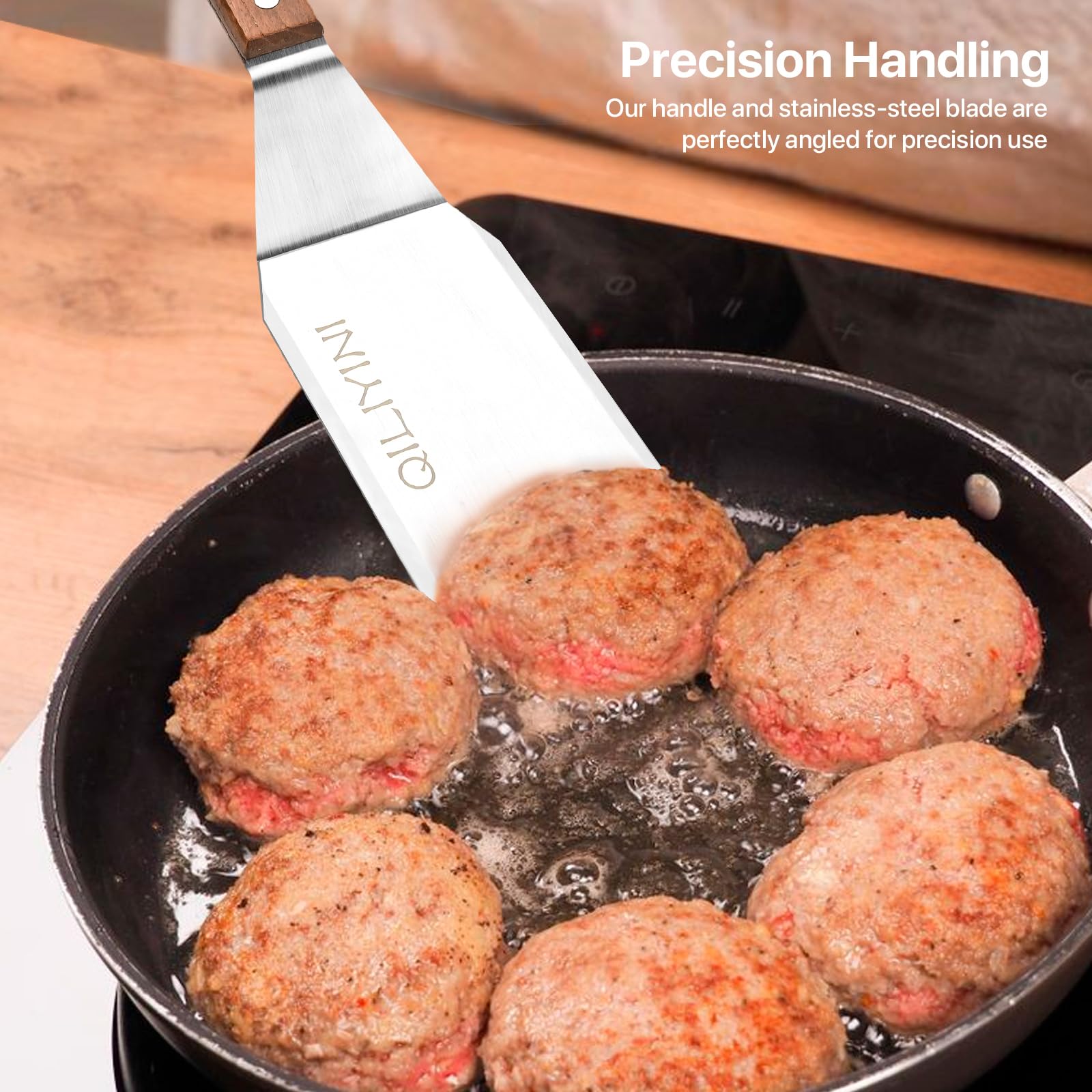 2-Pack Heavy Duty Stainless Steel Spatula Turner - Professional Grill Scraper for Cast Iron Skillet, Flat Top Griddle, BBQ & Burgers - Perfect for Outdoor Cooking, Camping & Kitchen Use