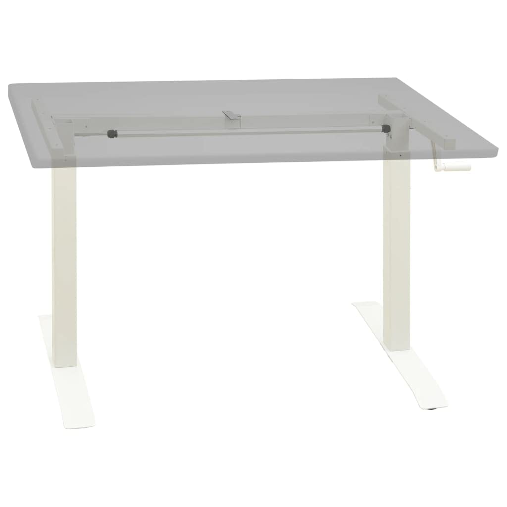 CHARMMA Manual Height Adjustable Standing Desk Frame - Hand Crank Adjustable Workstation for Home Office (White) - Perfect for Remote Work, Study & Ergonomic Workspace Setup