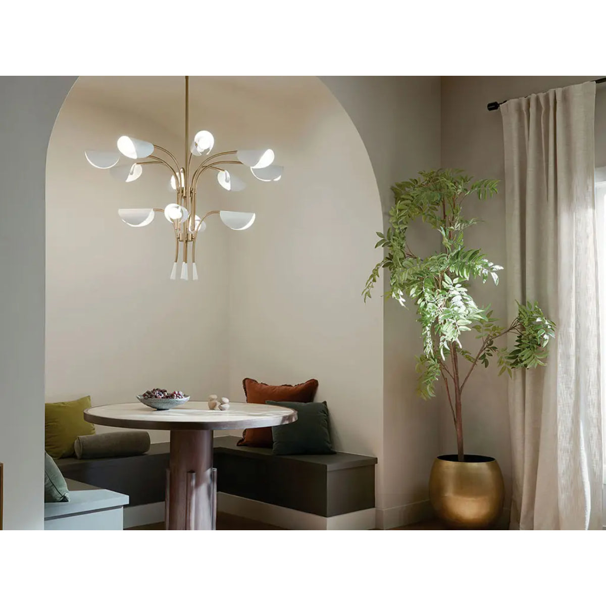 Arcus 46-Inch 12-Light Modern Chandelier for Dining Room, Living Room & Bedroom - Elegant Ceiling Light Fixture with Crystal Accents