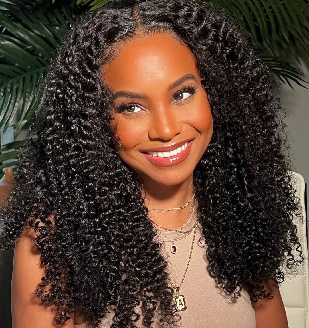 ALLRUN 4x4 Kinky Curly Human Hair Wig - Pre Plucked Glueless Lace Closure Wig 22 Inch 180% Density for Black Women | Wear & Go Natural Look for Daily Wear, Parties & Special Occasions