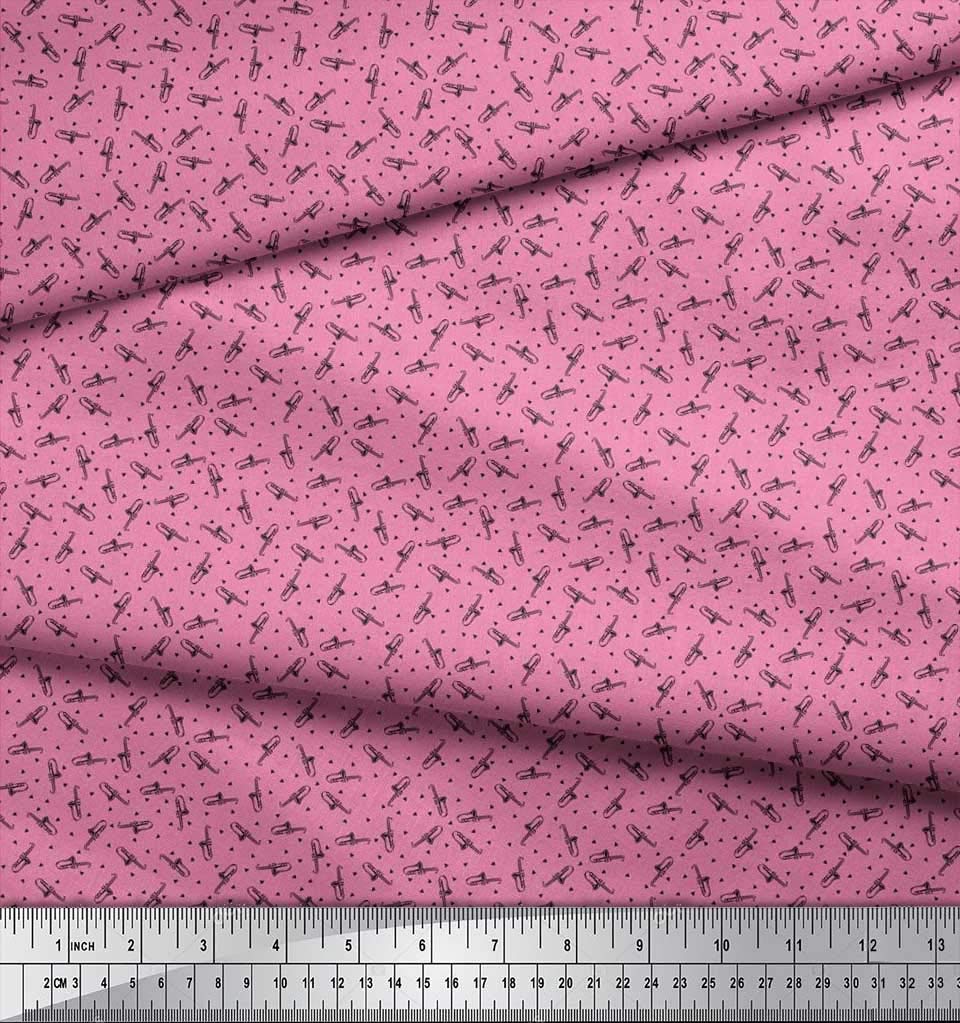 Soimoi Moss Georgette Brown Fabric by The Yard - 42 Inch Wide Printed Fabric with Geometric & Musical Instrument Patterns for Dresses, Scarves & DIY Fashion Projects - Lightweight Material for Sewing, Quilting & Crafting