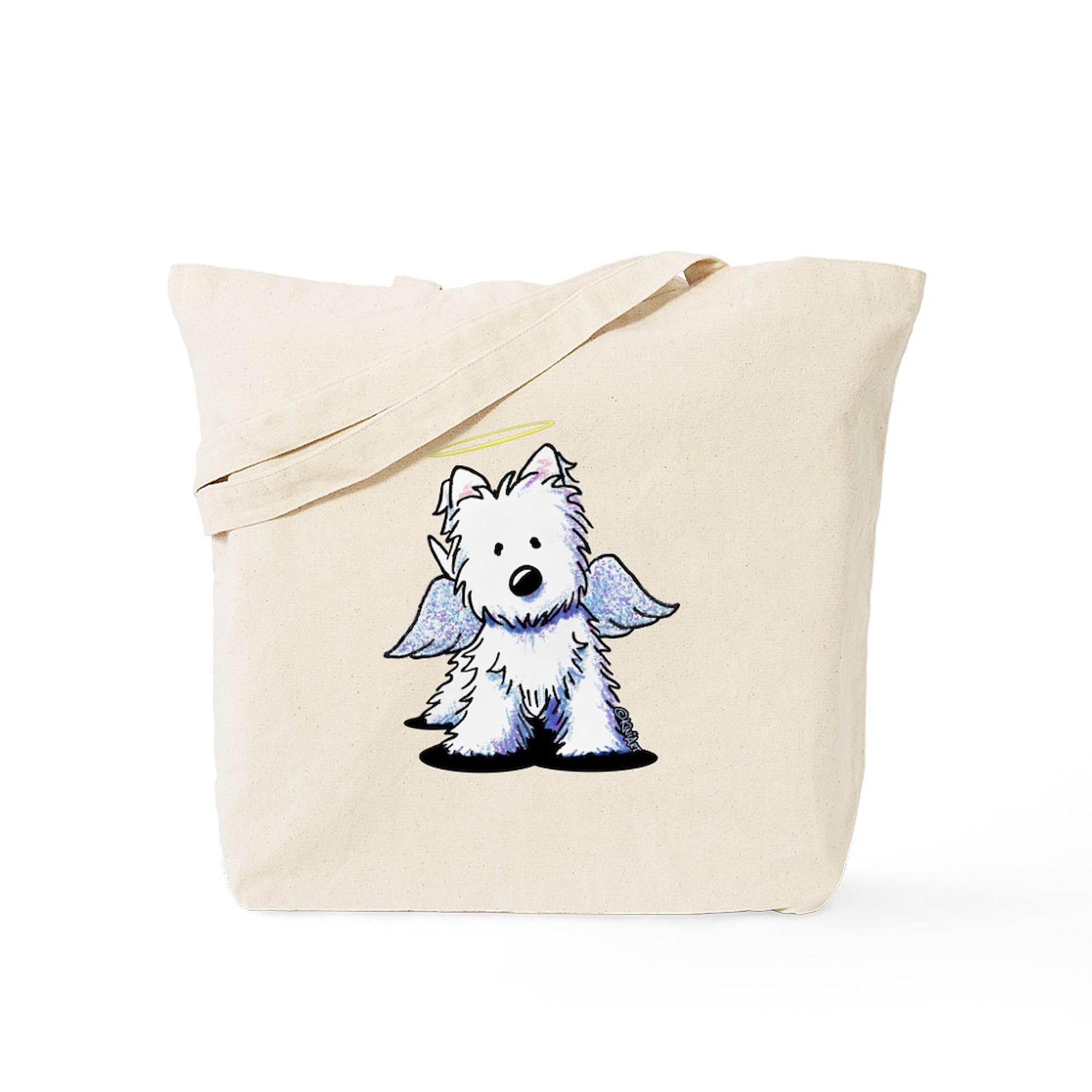 Westie Angel Tote Bag - Natural Canvas Reusable Shopping Bag for Women | Eco-Friendly Grocery Tote for Beach, Market & Everyday Use