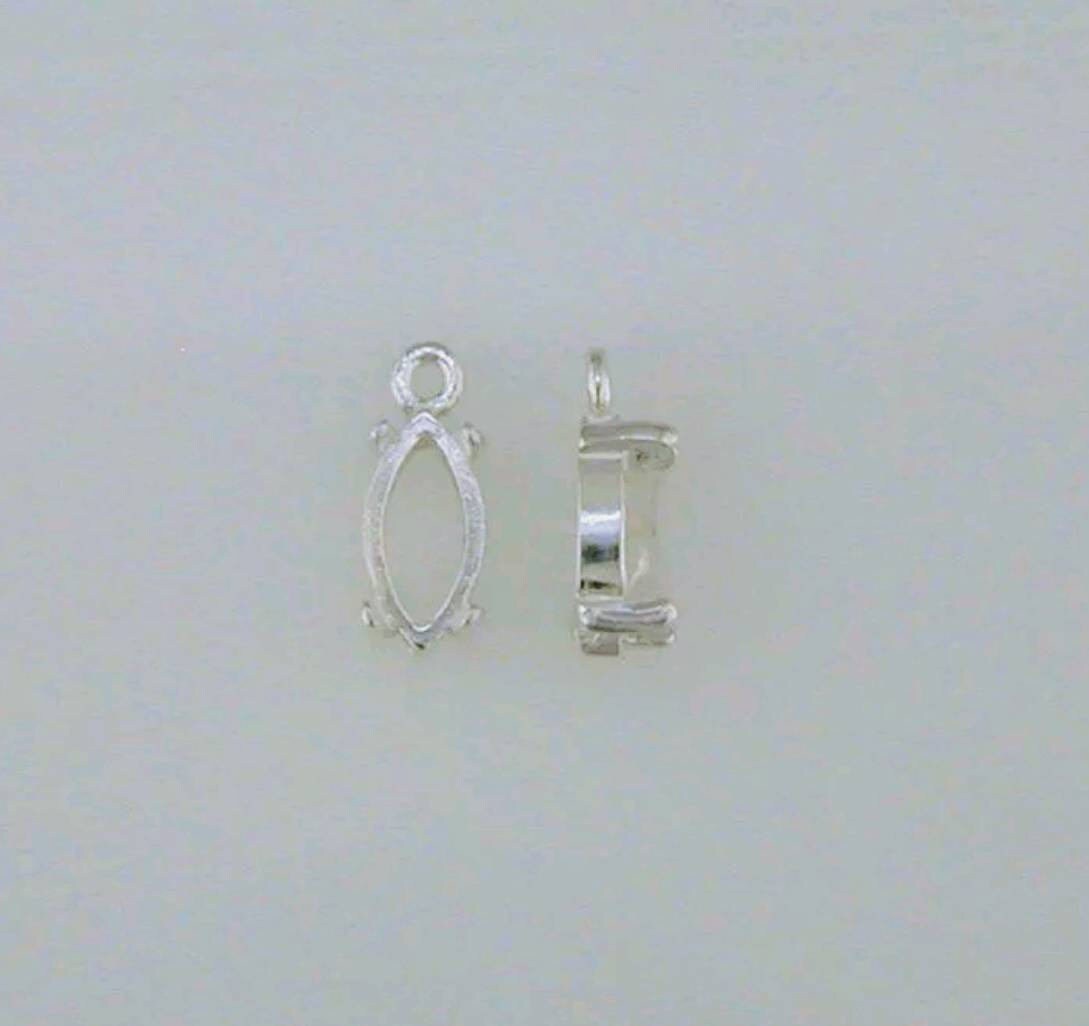 Premium 8x4mm & 16x8mm Marquise Cabochon Pendant Settings - Solid Sterling Silver or 14k Gold Dangle Jewelry Findings (166 640/146 640) - Perfect for Handmade Necklaces, Earrings & DIY Jewelry Making
