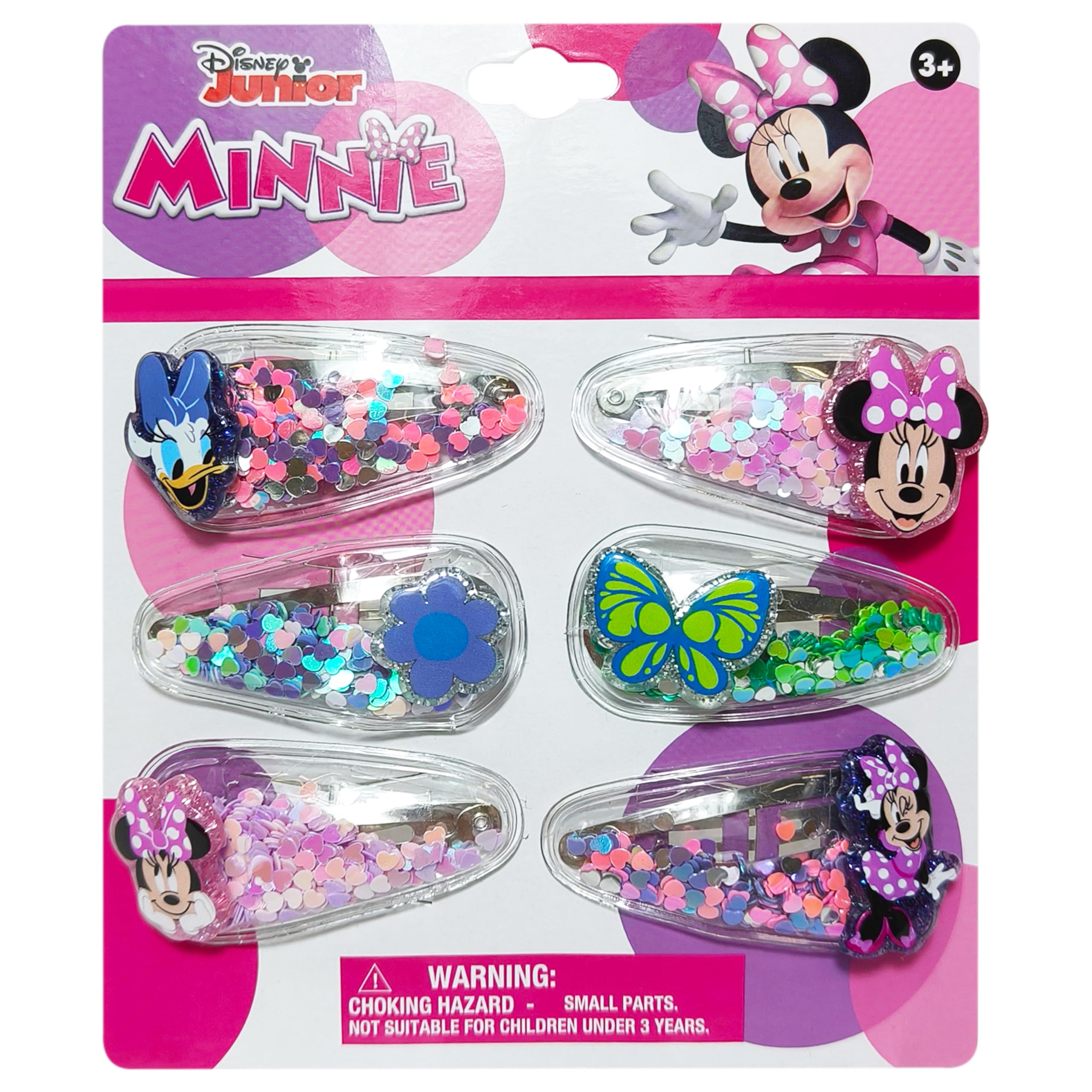 Disney Princess Hair Clips for Girls - 6pc Cute Hair Accessories Set with Character Charms, Magical Confetti Hair Clips for Kids Ages 3+ | Perfect for Birthday Gifts, School Days & Dress Up Play
