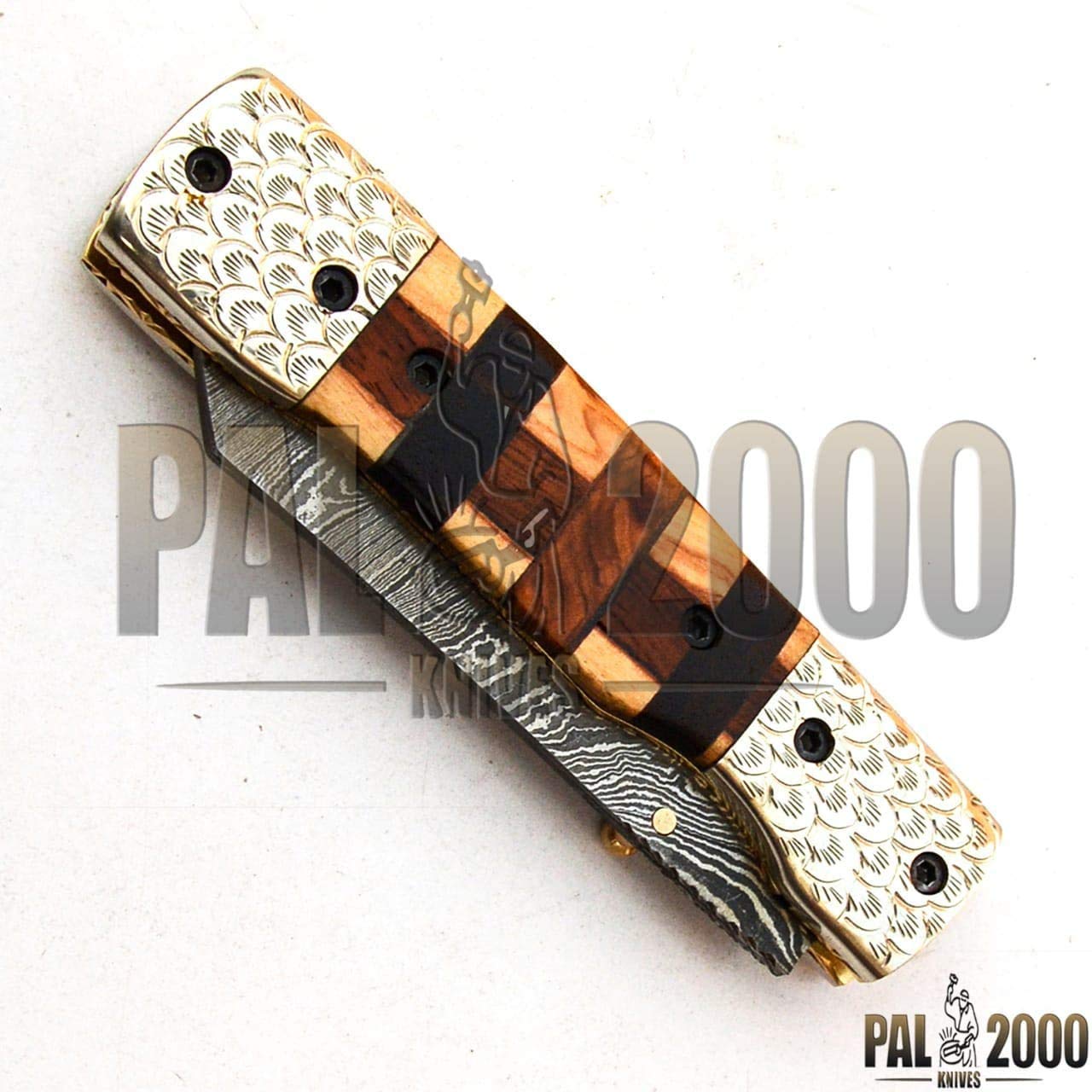 Handmade Damascus Steel 8-Inch Folding Pocket Knife - PAL 2000 KNIVES POC-9606 - Perfect for Camping, Hunting, and Outdoor Survival Gear