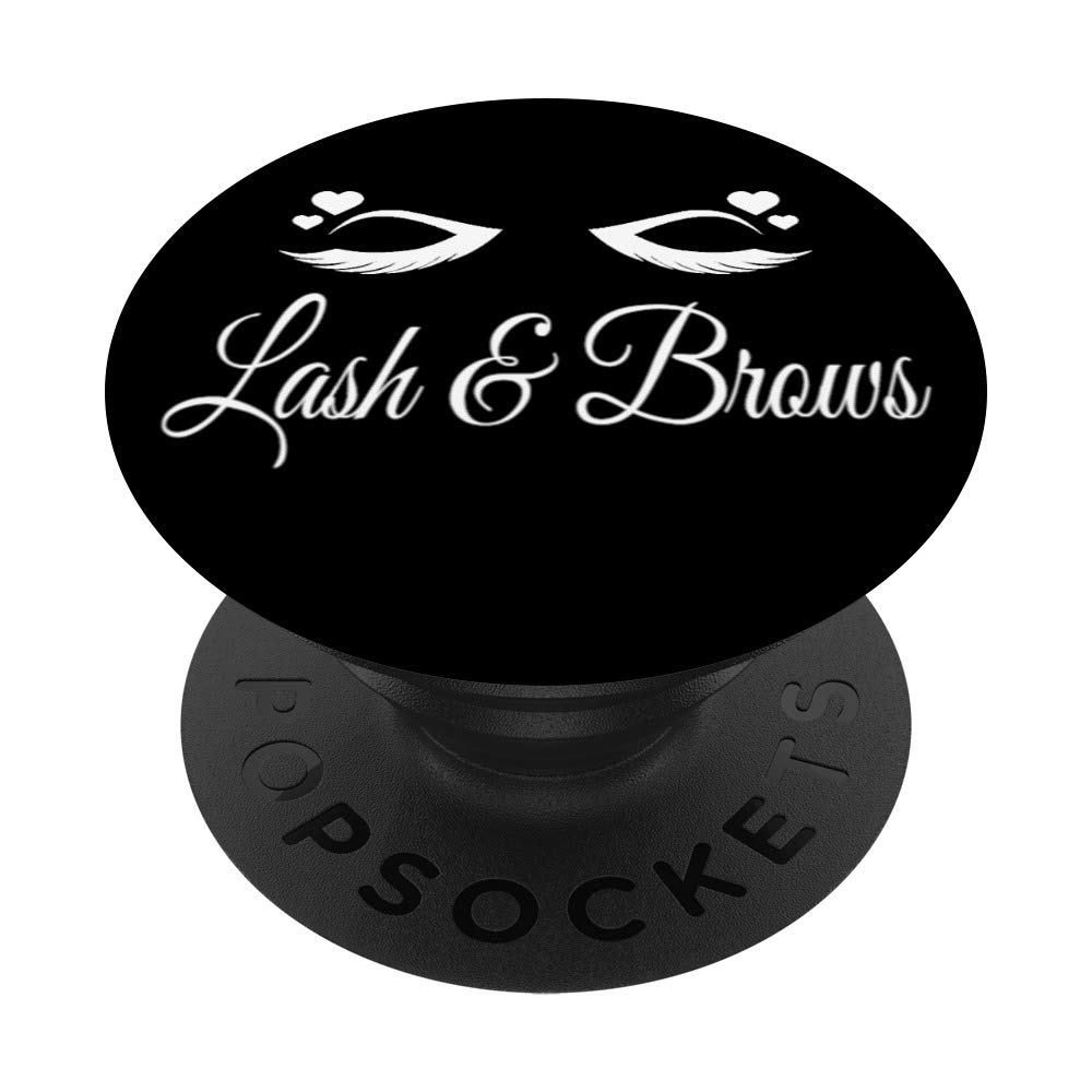 Black Lash & Brow Artist Gift - Esthetician Grooming Art Design PopSockets PopGrip | Swappable Phone & Tablet Grip for Makeup Professionals | Perfect for Salon, Spa & Beauty Studio Use