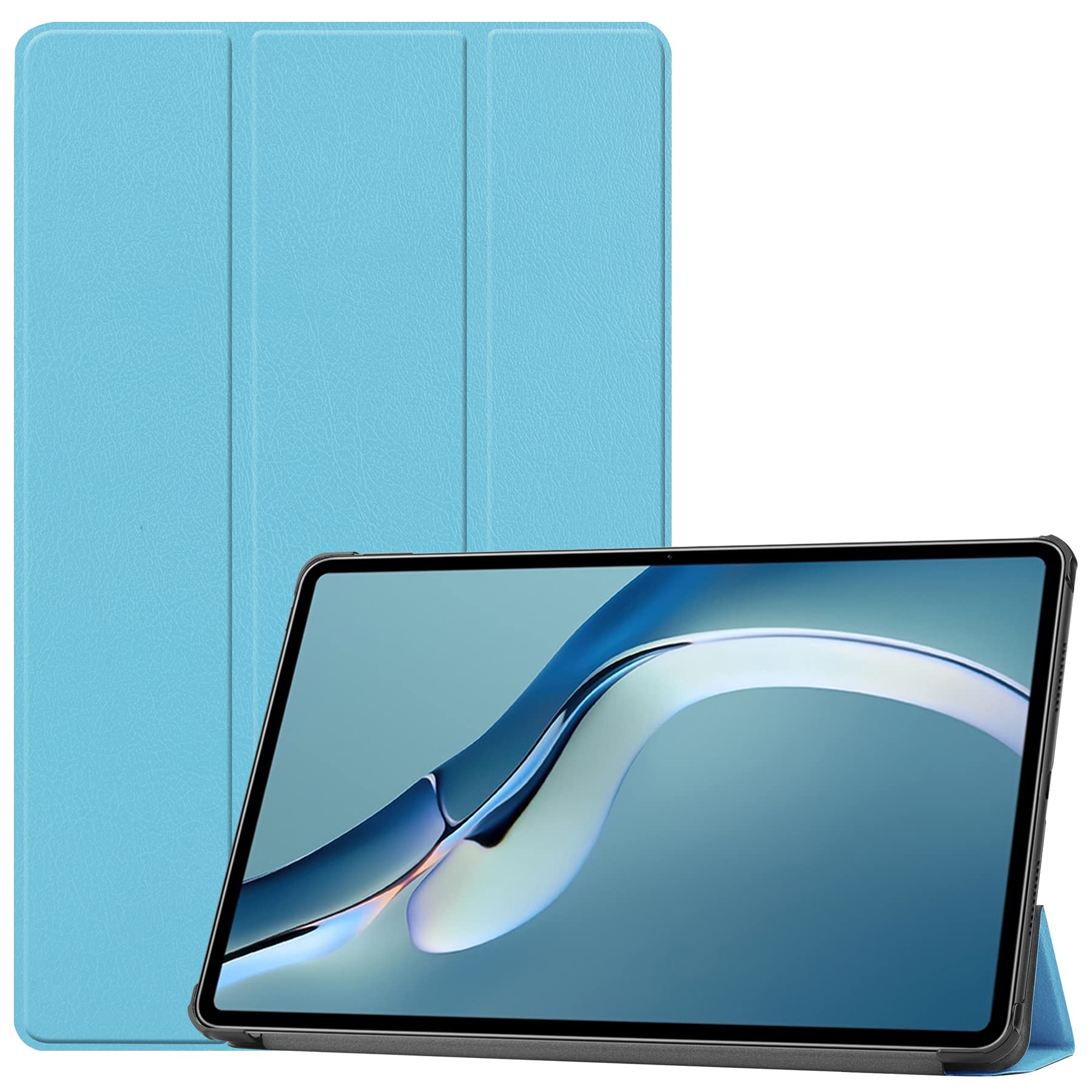 Huawei MatePad Pro 12.6 2021 Tablet Case - Lightweight Trifold Stand Cover with Hard Back, Full-Body Rugged Shockproof Protection (Light Blue) - Perfect for Work, Travel, and Home Use