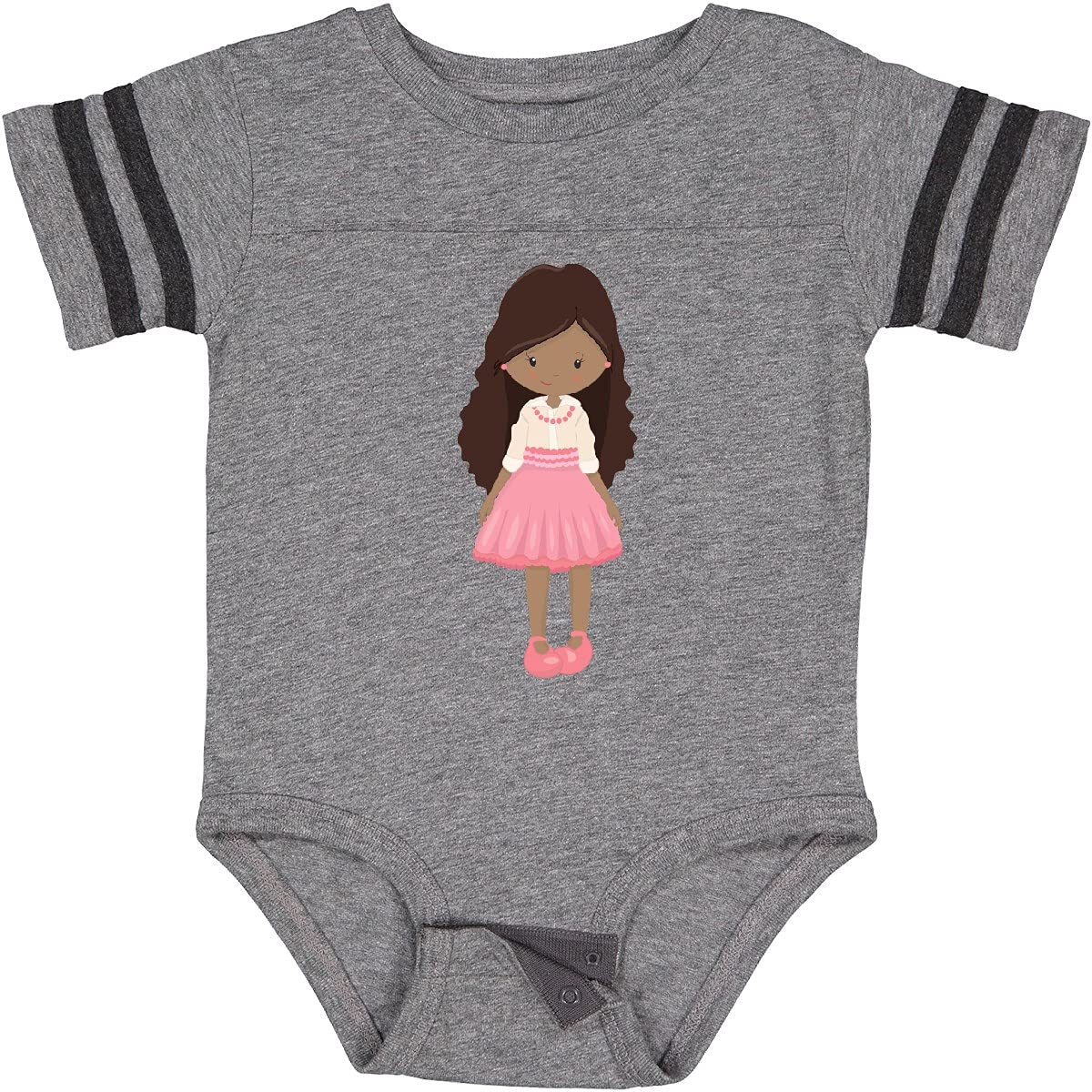 Inktastic African American Girl Fashion Baby Bodysuit with Pink Pearls - Cute Outfit for Infants, Toddler Girls, and Special Occasions