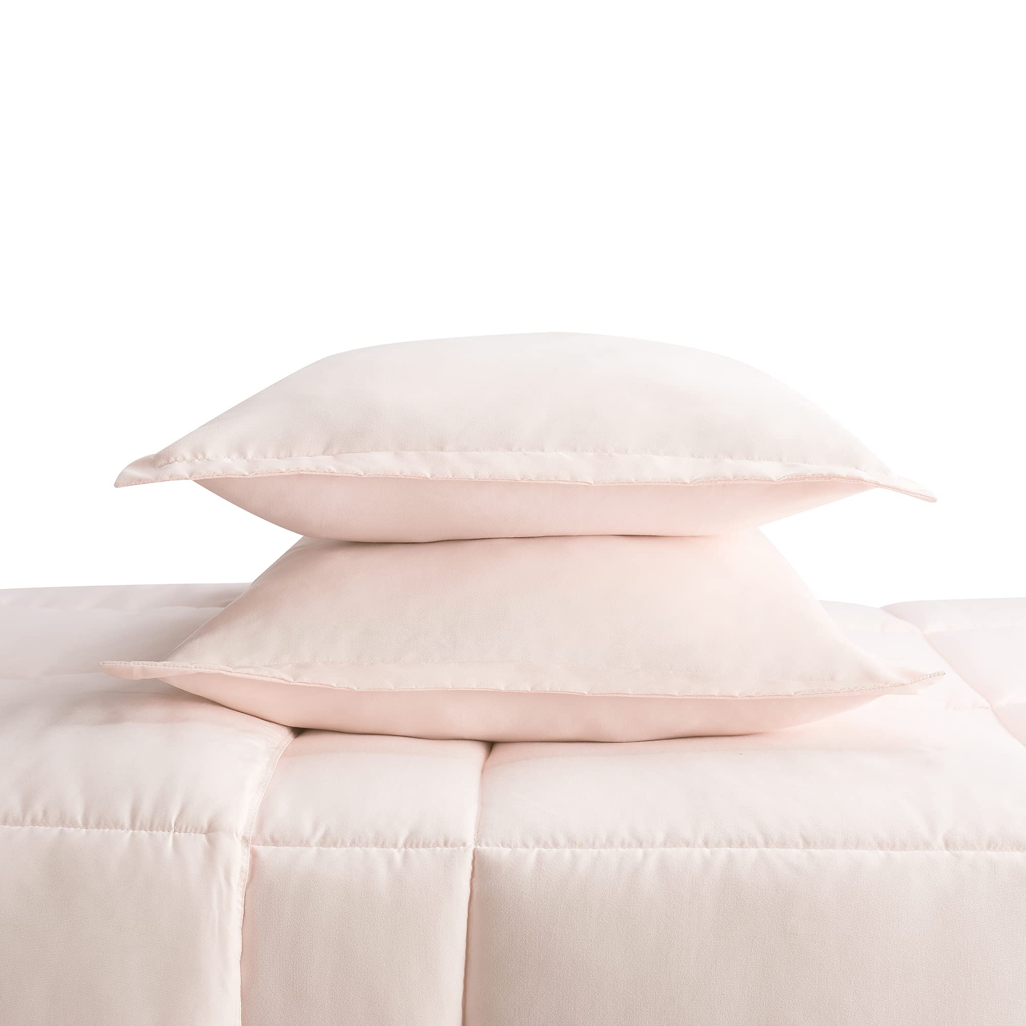 SERTA Simply Clean Ultra Soft Hypoallergenic 3-Piece Comforter Set - Full/Queen Size, Blush Pink - Breathable Bedding for Allergy Relief & Comfortable Sleep