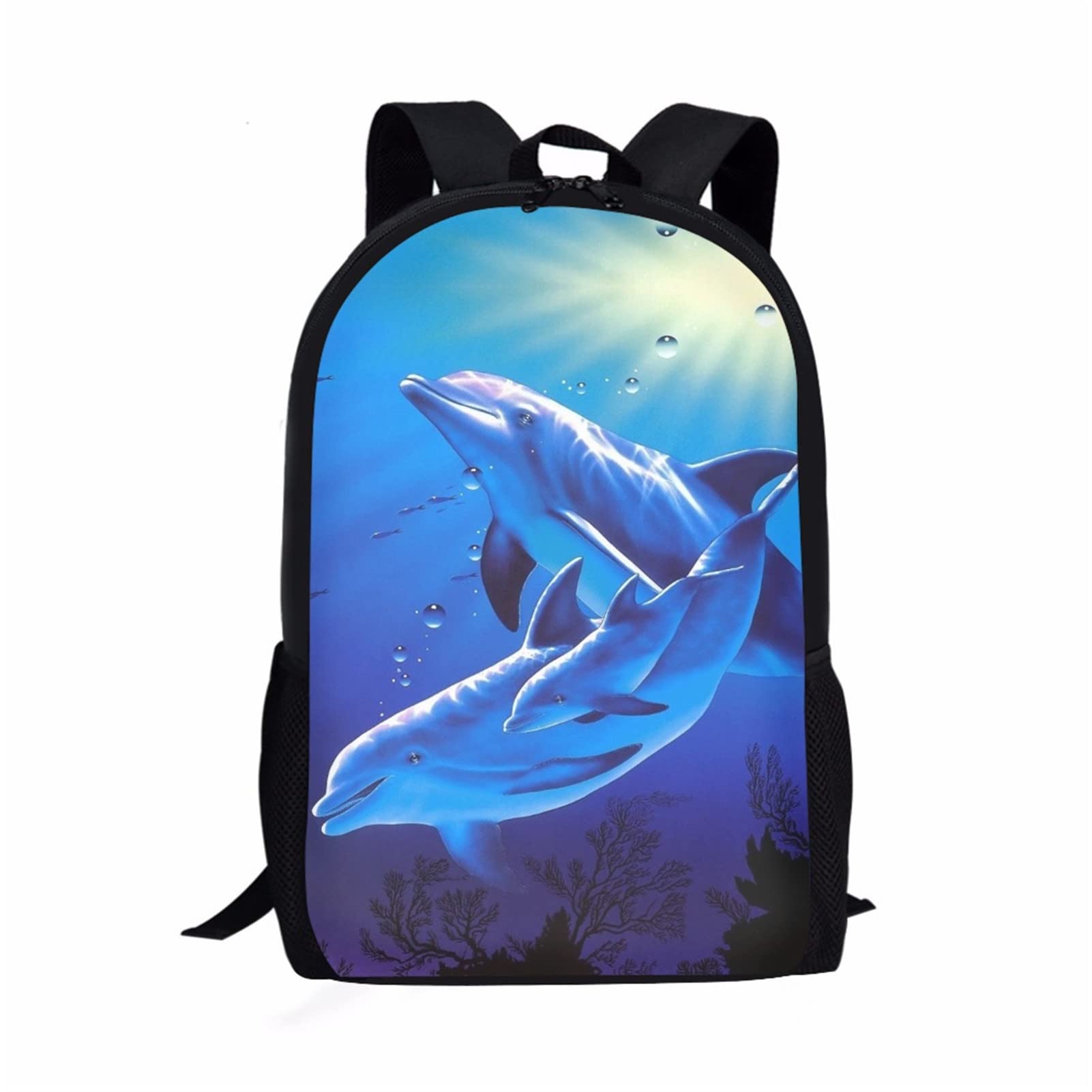 YSTARDREAM Dolphin Print Kids Backpack for Girls & Boys - Lightweight School Bag for Elementary, Preschool & College - Durable Travel Daypack & Laptop Bag for Teens - Perfect for School, Commuting & Weekend Trips