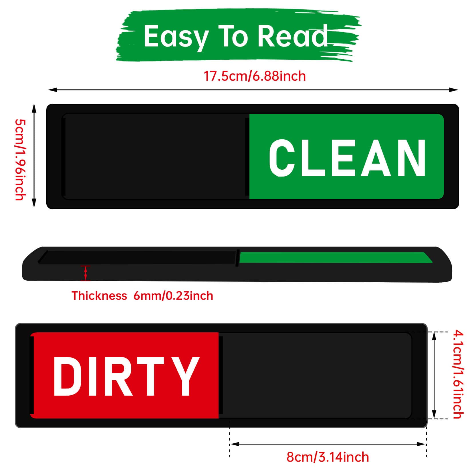 Dishwasher Magnet Clean Dirty Sign - Black Kitchen Appliance Indicator for Dishwasher, Fridge & Dish Bin - Perfect for Home, Office & Restaurant Use