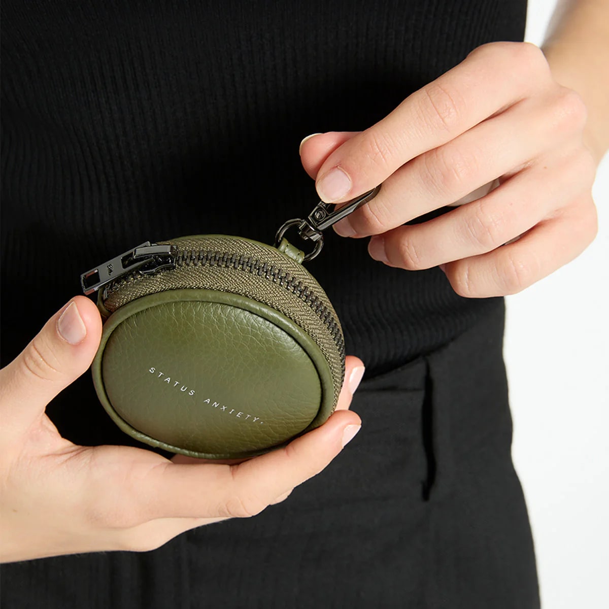 Status Anxiety Go With Me Leather Pouch in Khaki - Premium Travel Wallet for Passport, Cards & Cash | Perfect for Business Trips & Everyday Use