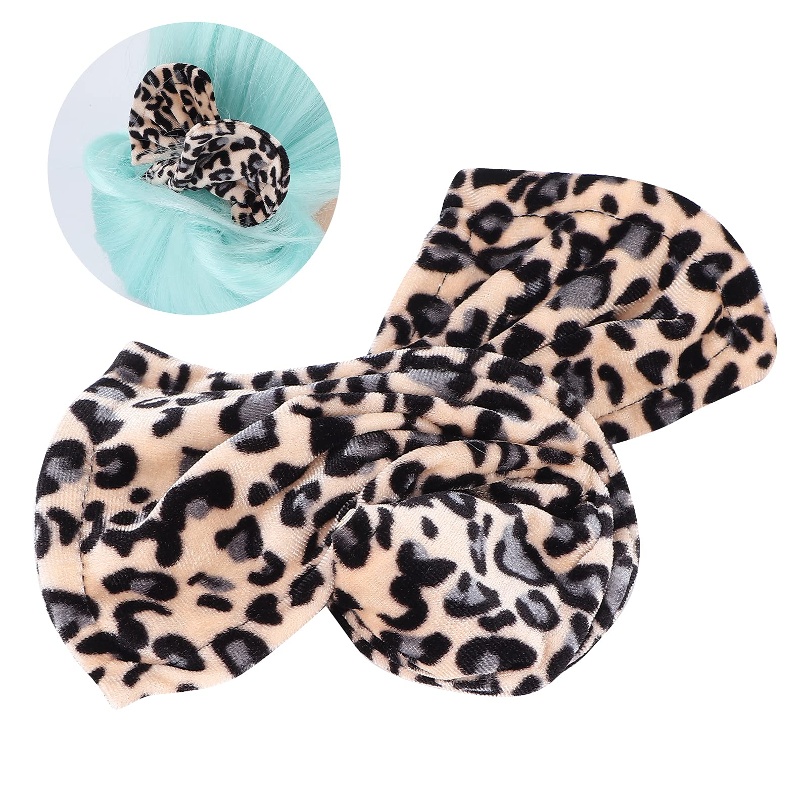 Flexible Twist Bun Hair Maker for Women - Soft Cloth Fabric Leopard Print Bowknot Hair Bun - Perfect for Running, Workouts & Daily Styling (FJ17-1)