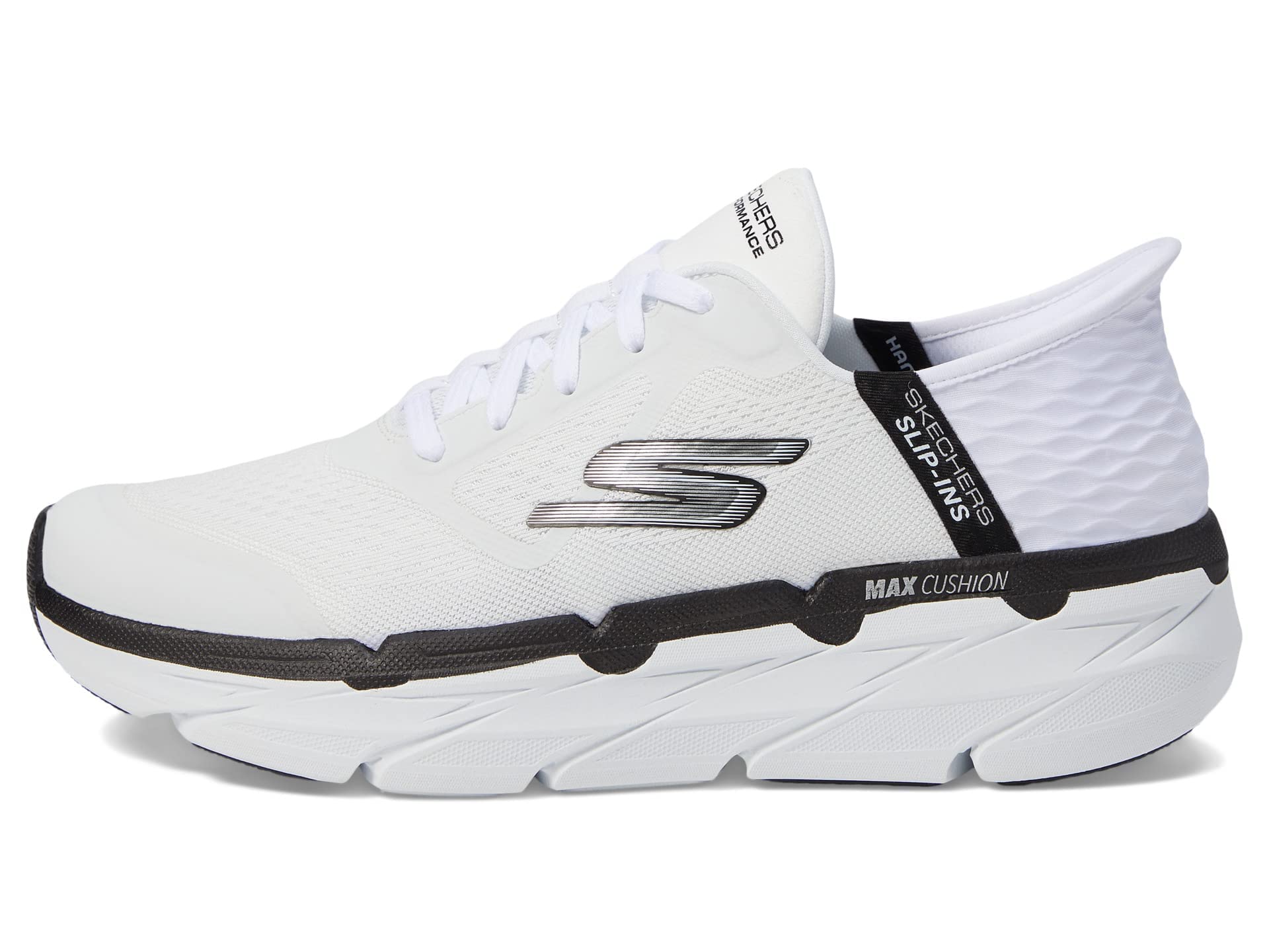 Skechers Men's Max Cushioning Slip-ins - Lightweight Athletic Running Shoes with Memory Foam for Workout, Walking & Gym - Breathable Sneakers in White, Size 9.5 | Perfect for Jogging, Daily Wear & Casual Outfits