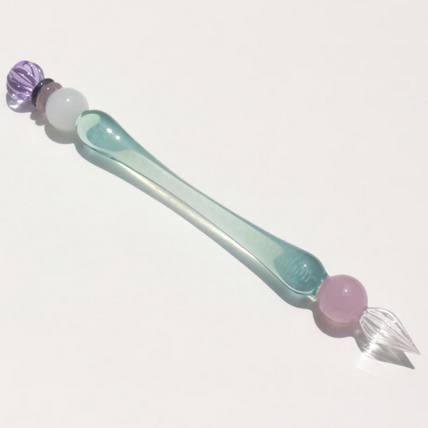Japanese Glass Dip Pen - Crown & Light Blue - Elegant Calligraphy Writing Tool - Perfect Gift for Writers, Artists & Stationery Lovers - Ideal for Lettering, Journaling & Creative Projects