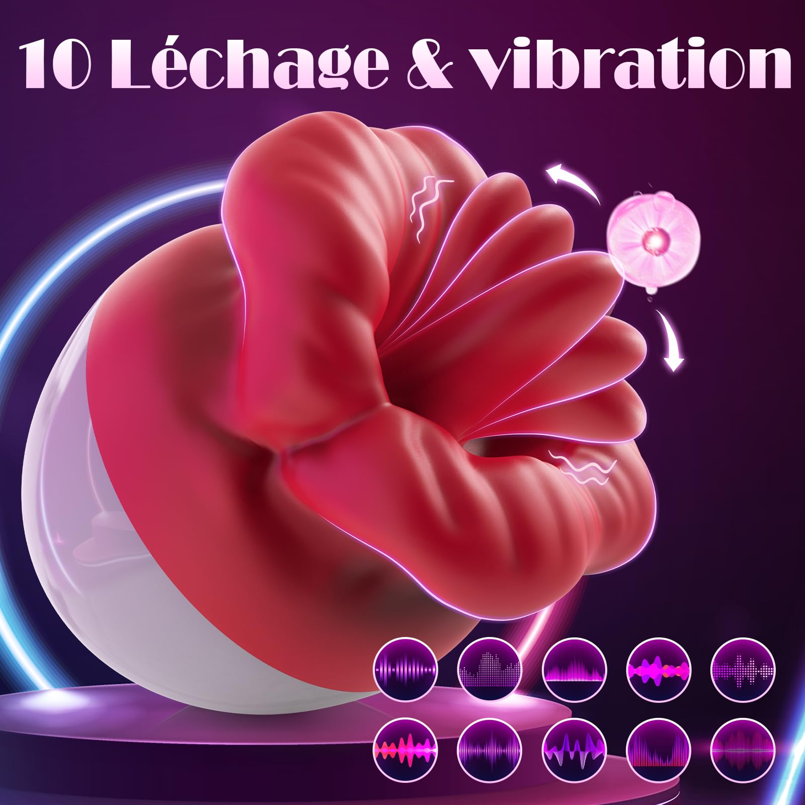 Powerful Clitoral Vibrator for Women - 10 Vibration Modes, Tongue Licking Sex Toy for Couples, Silent G Spot & Clit Stimulator - Perfect for Solo Play & Couples Intimacy (Red)