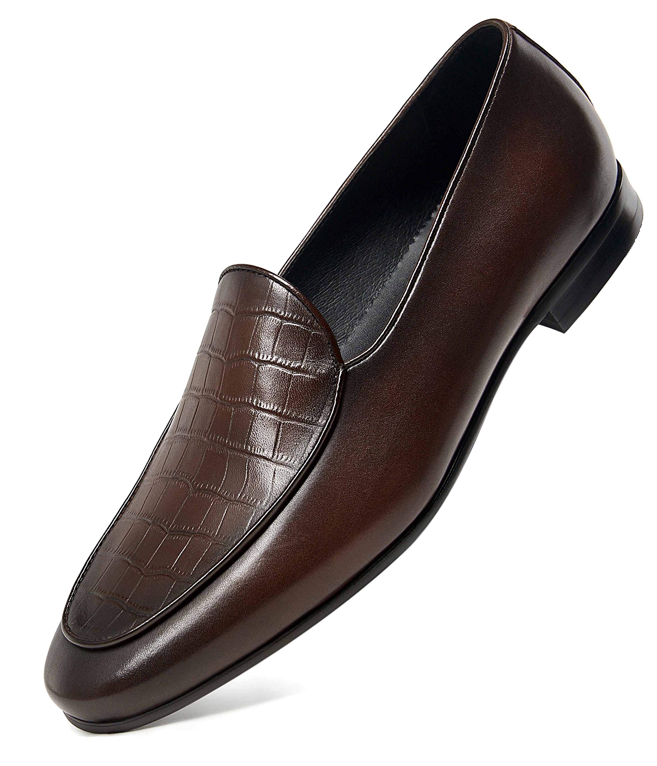 GIFENNSE Men's Slip-On Loafers - Genuine Leather Dress Shoes for Business & Formal Occasions - Comfortable Office Work Shoes for Professional Men