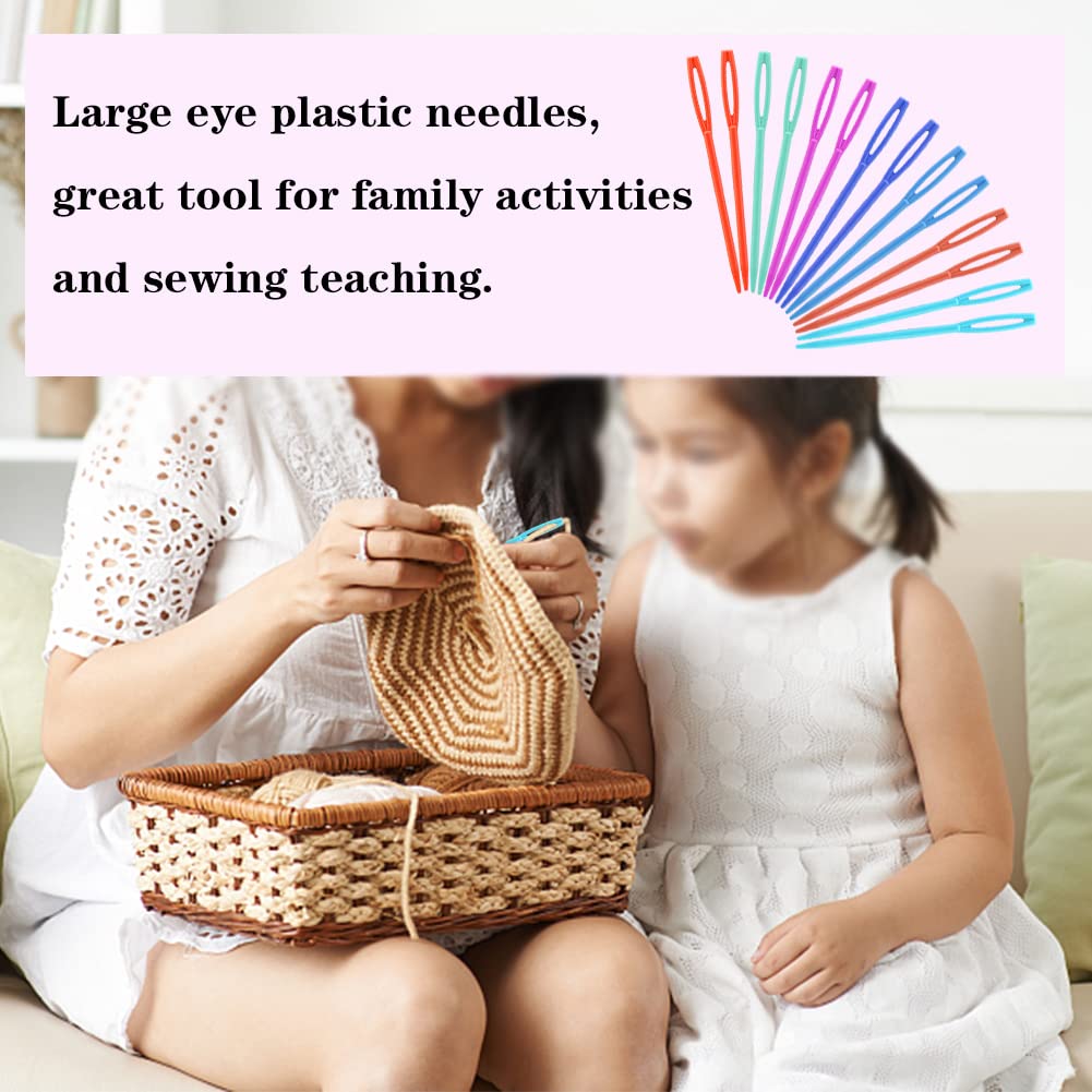 50PCS Large Eye Plastic Yarn Needles for Sewing & Crafting - 7cm/2.76inch DIY Needles with Storage Box - Perfect for Knitting, Crochet, Embroidery and Handmade Projects