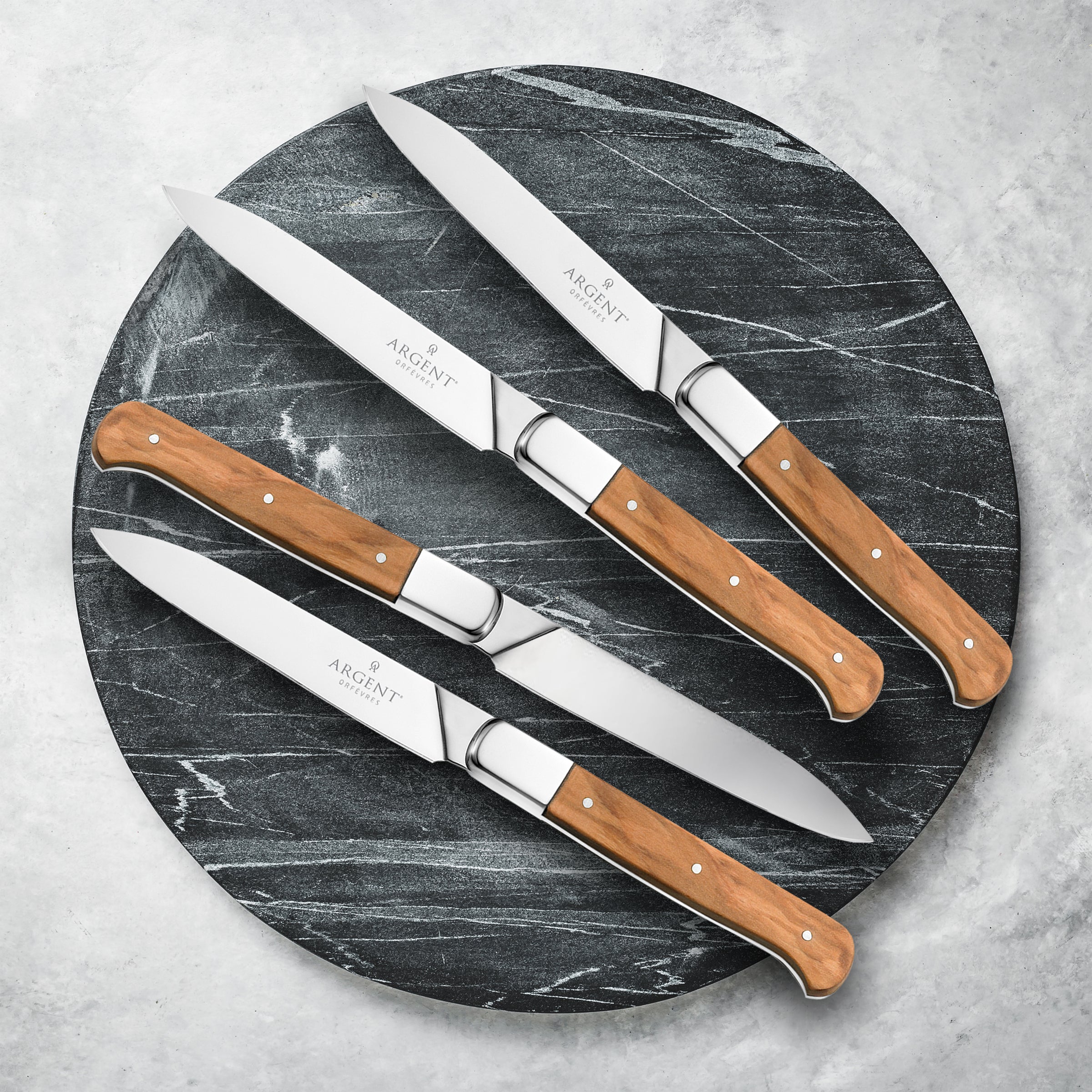 Premium Lynden Olive Wood Steak Knives Set of 4 - Sharp Stainless Steel Blades for Steak, Meat & BBQ - Perfect for Dinner Parties, Restaurants & Home Kitchens