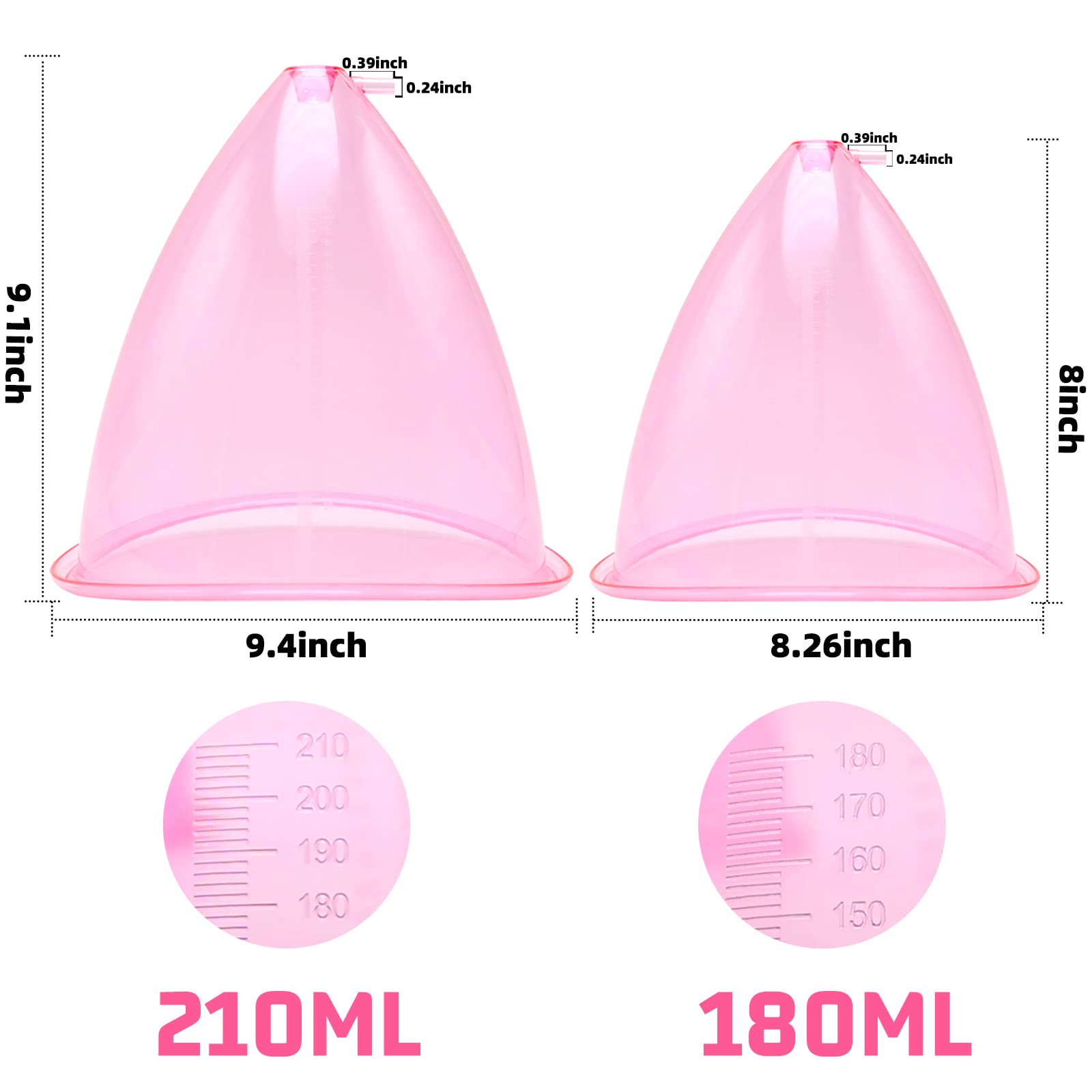 XXL Buttocks Vacuum Therapy Cups - 210ml & 180ml (8.26