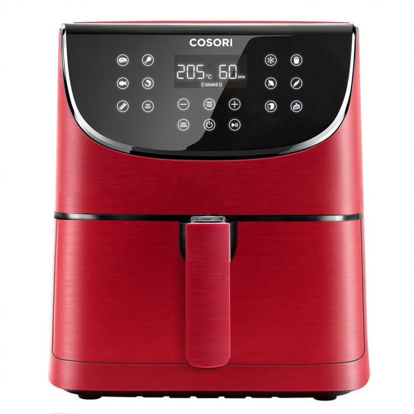 COSORI 5.8QT XL Air Fryer - Oil-Free Electric Air Fryer Oven with 11 Presets, Digital Touchscreen & Nonstick Basket | Preheat & Shake Reminder | Includes 100 Recipes (Red) - Perfect for Healthy Cooking, Quick Meals & Family Dinners