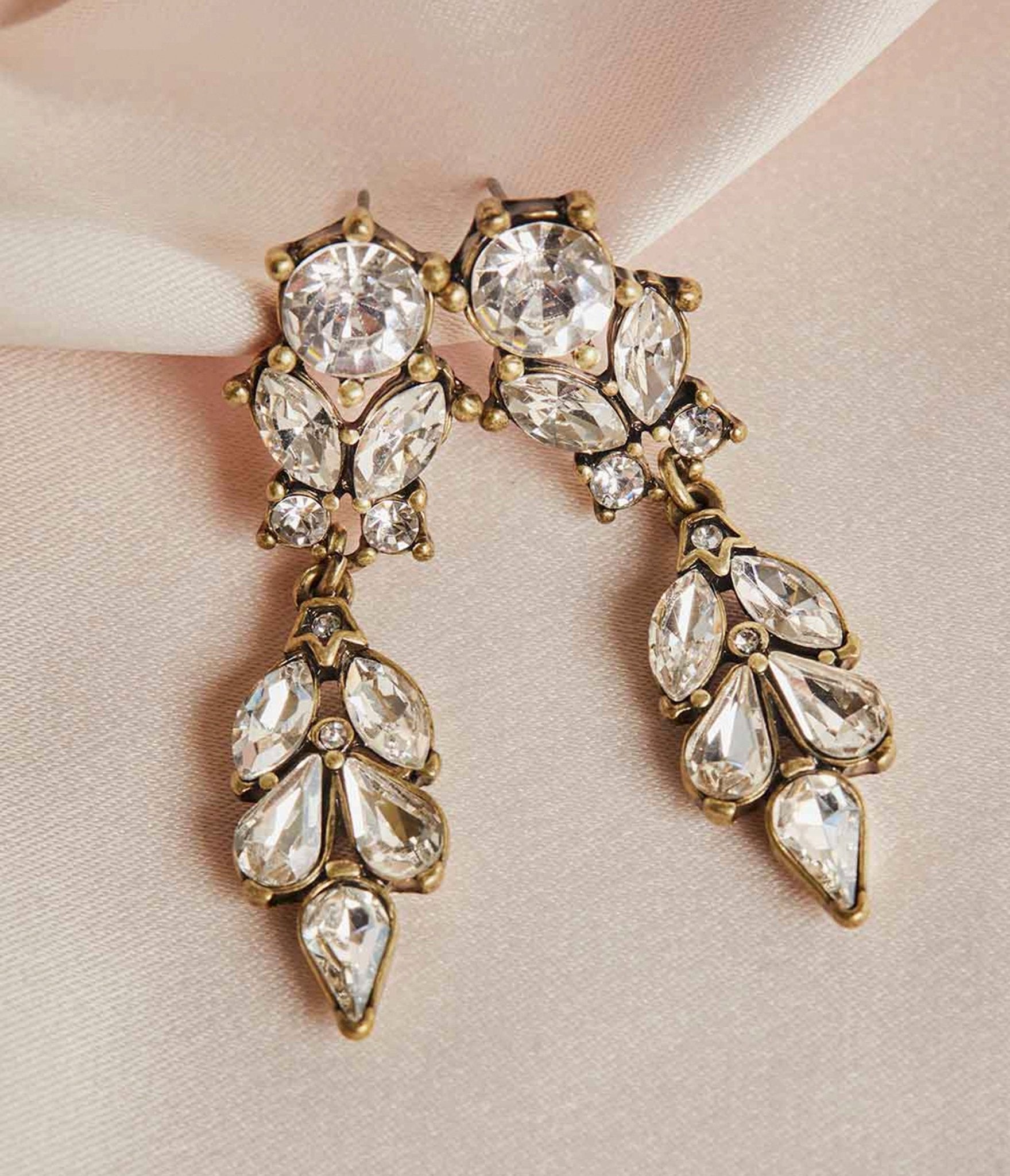 Vintage Antique Diamante Crystal Drop Earrings for Women - Elegant Dangle Jewelry for Parties, Weddings & Special Occasions
