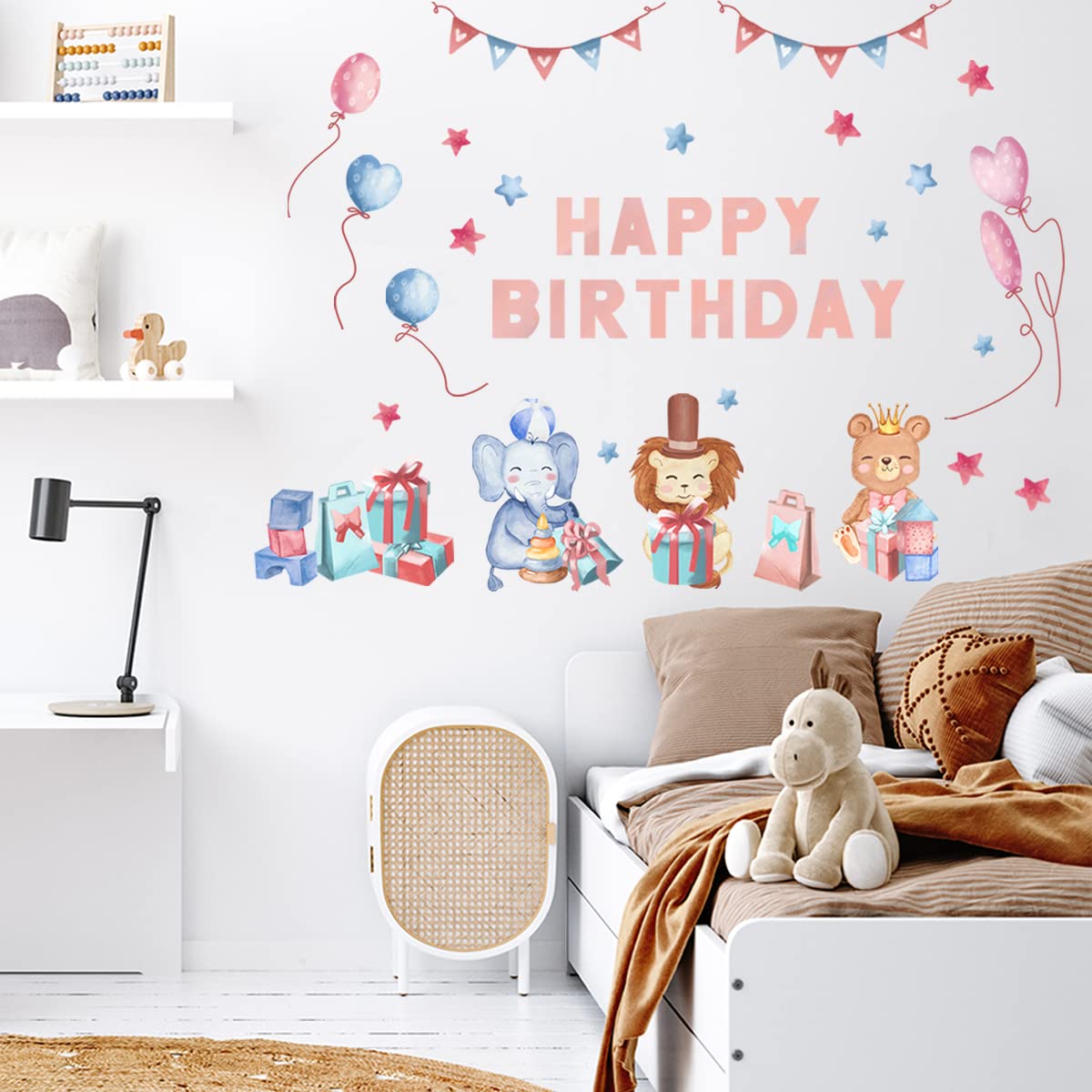Birthday Party Wall Decals - Adorable Balloon Animal Stickers for Kids Room Decor, Nursery, Classroom & Party Backdrop | Perfect for Baby Showers, Birthday Celebrations & Home Decor
