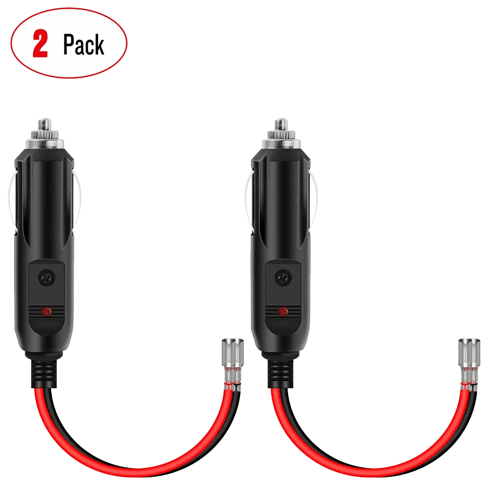 2PCS Cigarette Lighter Male Plug Extension Cable - 12V Car Power Adapter for Phone Charger, GPS & Dash Cam - Perfect for Road Trips & Camping