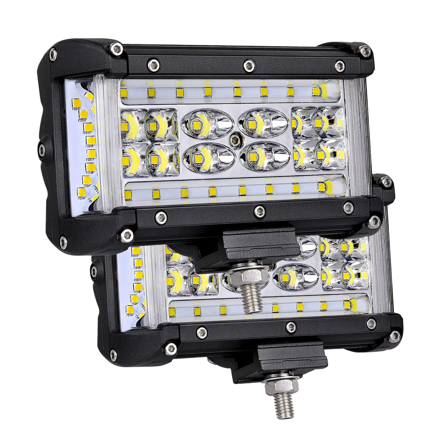 Muto-Beam 5 Inch Quad Row LED Pod Lights - 2PCS Side Shooter Off-Road Driving Lamps with Spot Flood Combo for Trucks, UTV, ATV, Pickup, SUV & Boats | Durable Fog Lights & Work Lights for Night Driving, Off-Roading, Marine & Emergency Use