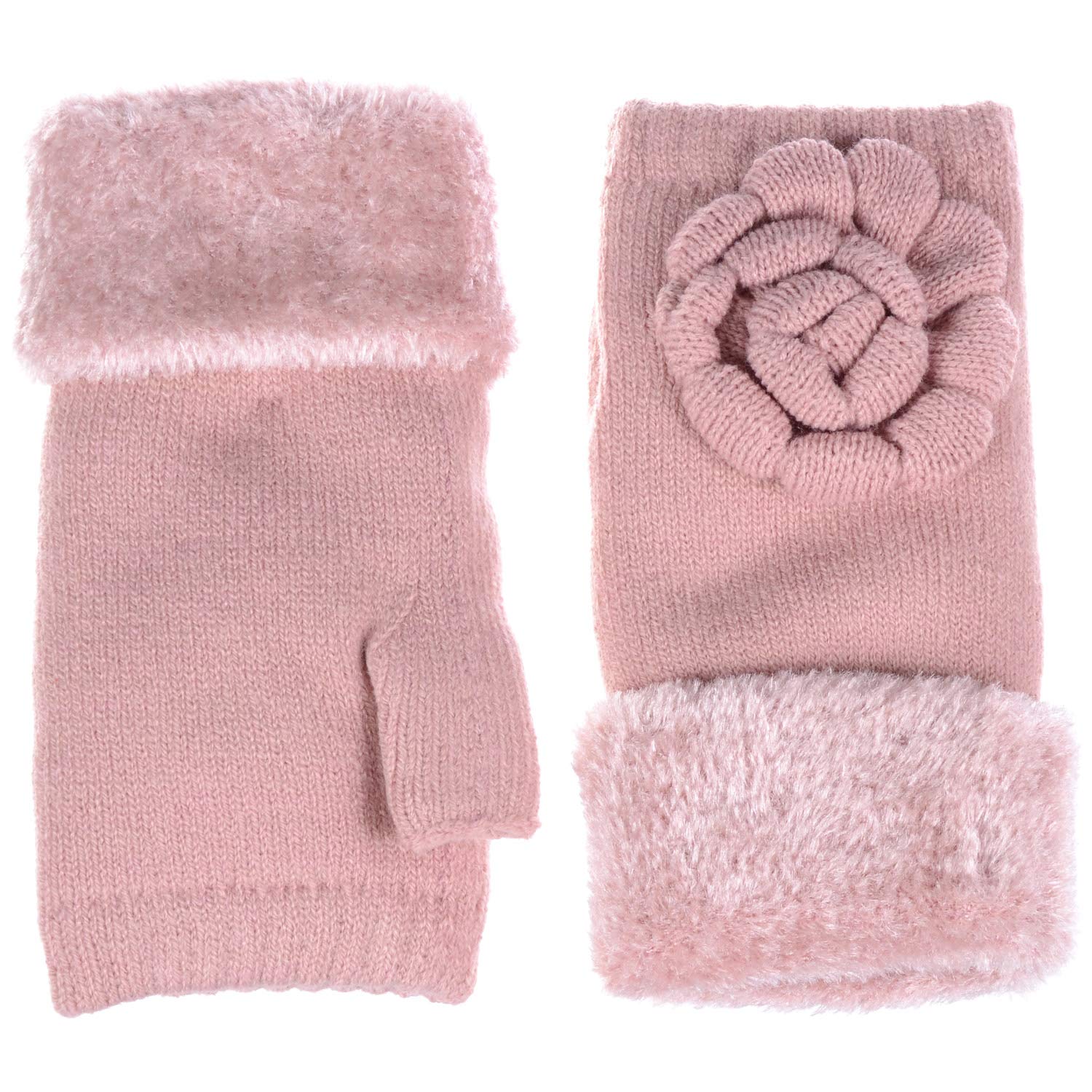 Women's Winter Knit Fingerless Gloves - Fleece Lined, Fashionable Assorted Patterns & Colors - Perfect for Cold Weather, Driving, Typing & Outdoor Activities