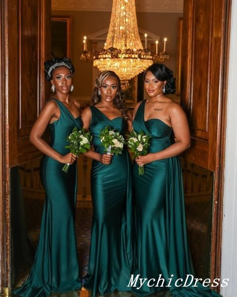 Elegant One Shoulder Green Bridesmaid Dresses Long Formal Gown for Wedding Guest - Perfect for Evening Parties, Prom & Special Occasions