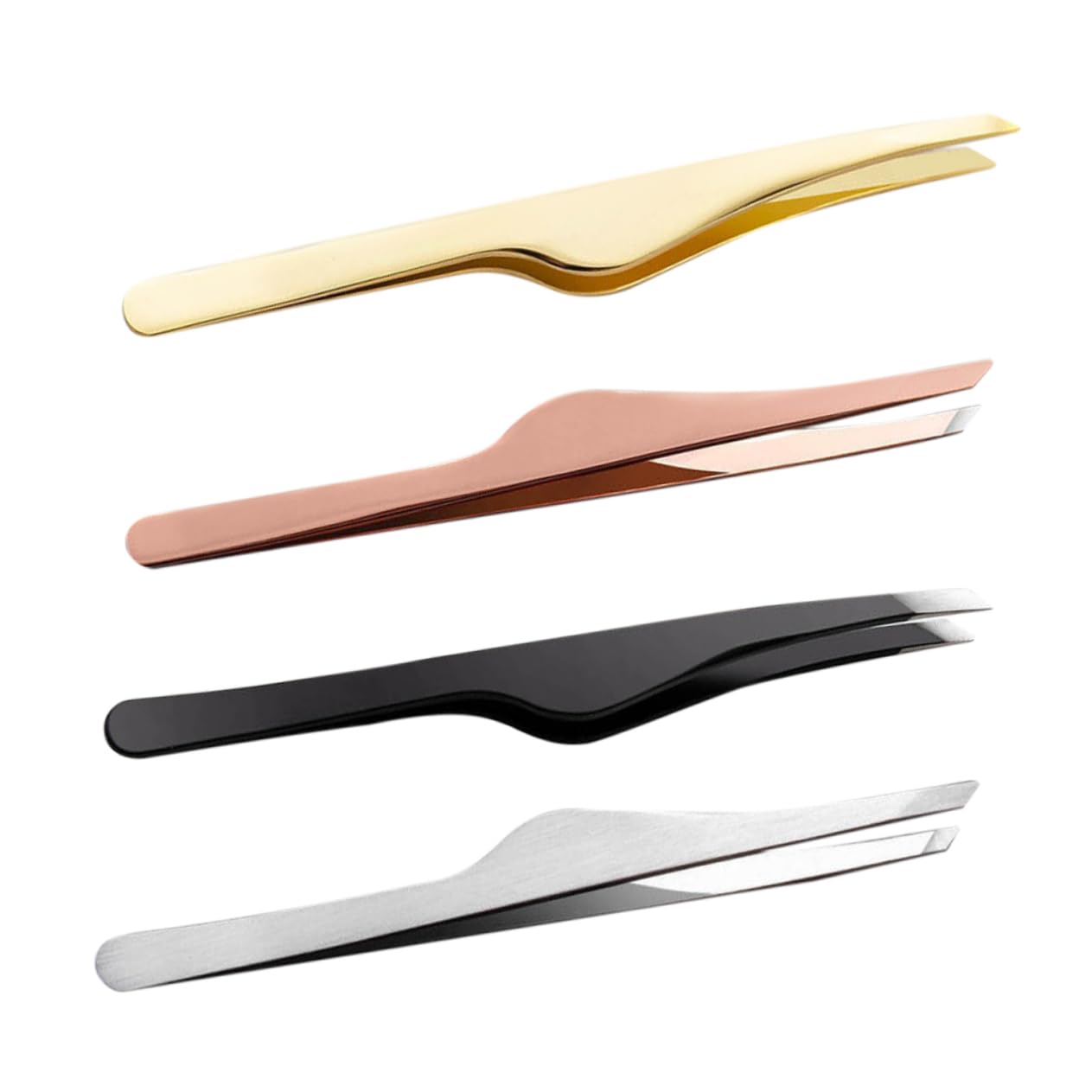 Premium Stainless Steel Eyelash & Eyebrow Tweezers - Slant Tip for Precise Grooming, Comfortable Grip Lash Tools for Professional & Home Use - Perfect for Extensions, Makeup Application & Eyebrow Shaping