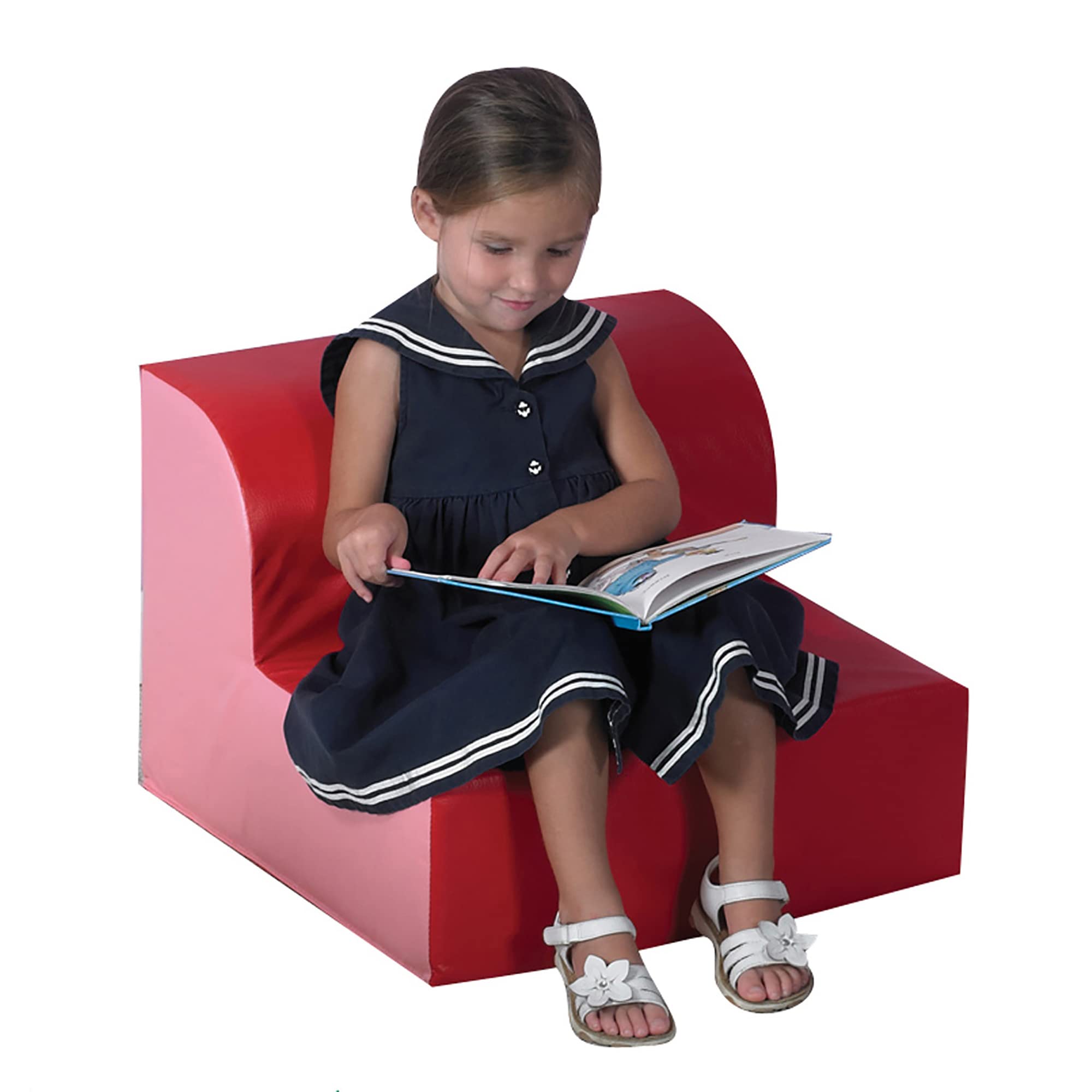 CF322-385 Red Library Chair for Kids - Durable Classroom Furniture, Flexible Seating for Toddler Playroom & Preschool Reading Nook - Perfect for Storytime, Group Activities & Early Learning Spaces