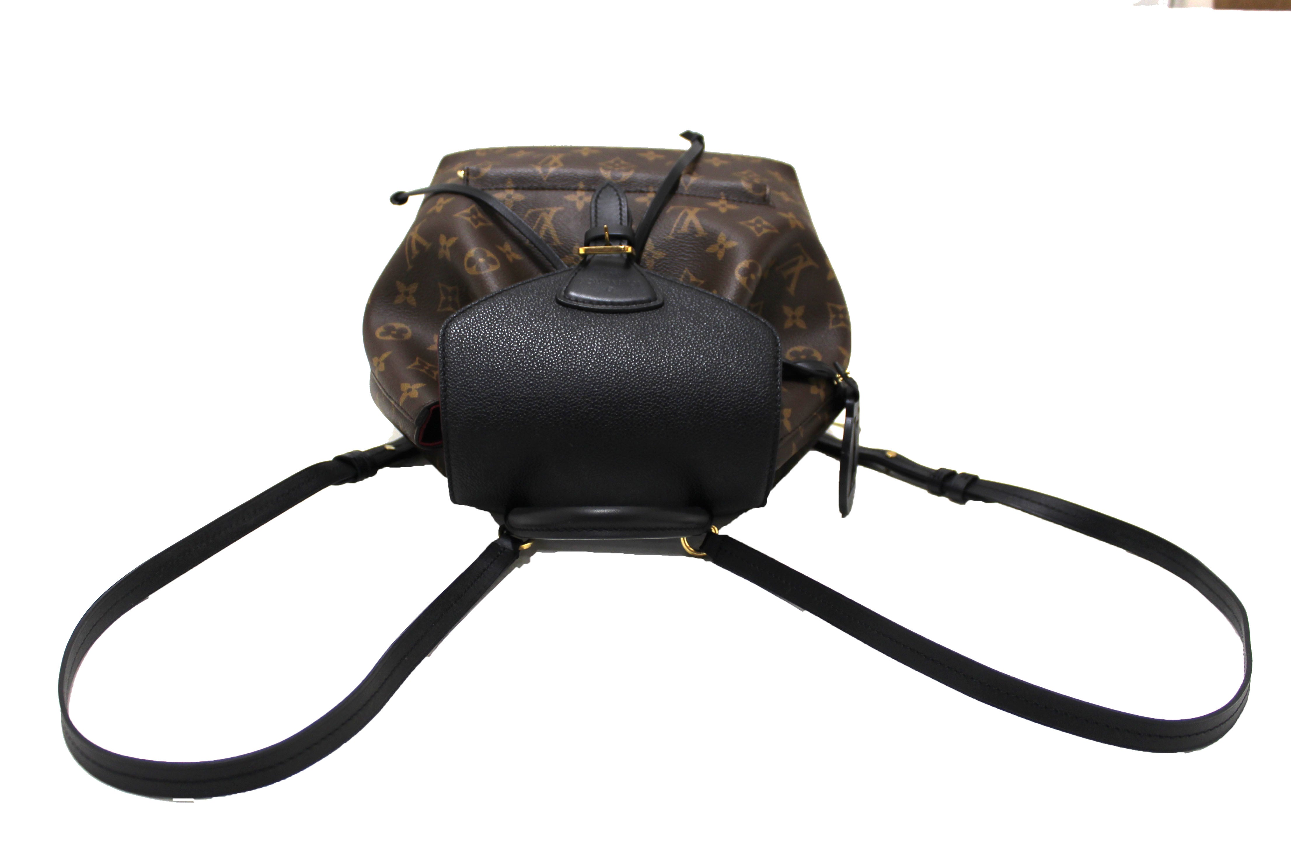 Authentic Louis Vuitton Monogram Montsouris PM Backpack - Genuine Black Leather Luxury Handbag for Women, Perfect for Travel, Work & Everyday Use